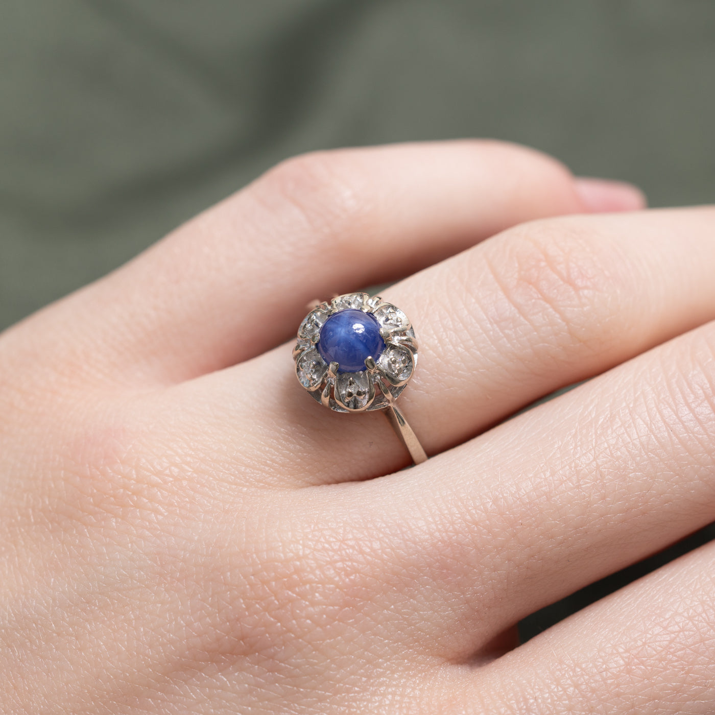 Synthetic Sapphire & Diamond Floral Design Ring | 1.15ct, 0.01ctw | SZ 5.25 |
