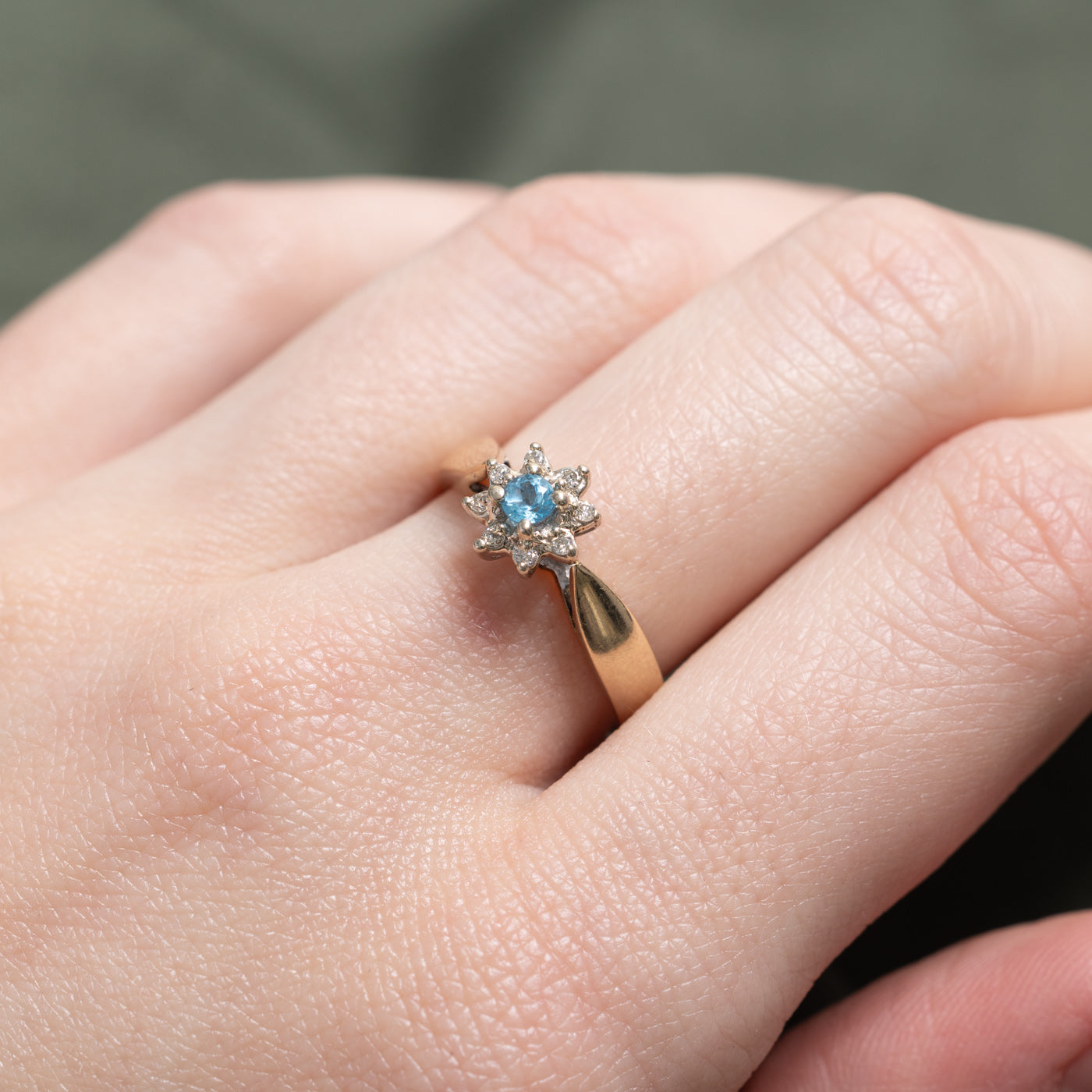 Blue Topaz & Diamond Petal Ring | 0.11ct, 0.04ctw | SZ 6.5 |