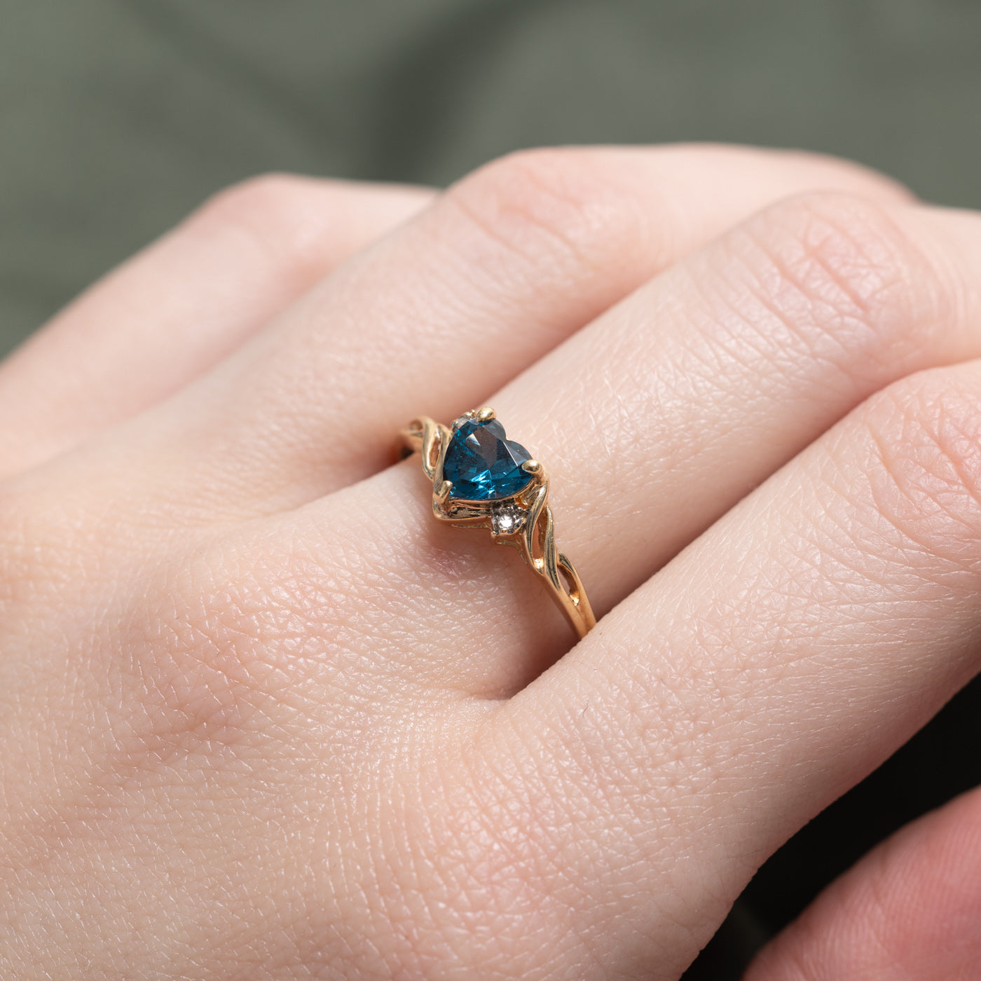 Heart Cut Synthetic Spinel & Diamond Twisted Bypass Ring | 0.7ct, 0.01ctw | SZ 9.25 |