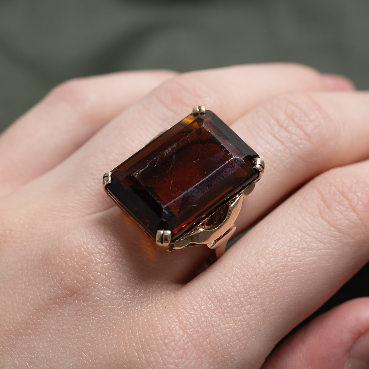 Emerald Cut Citrine Cocktail Ring | 24.17ct | SZ 6.75 |