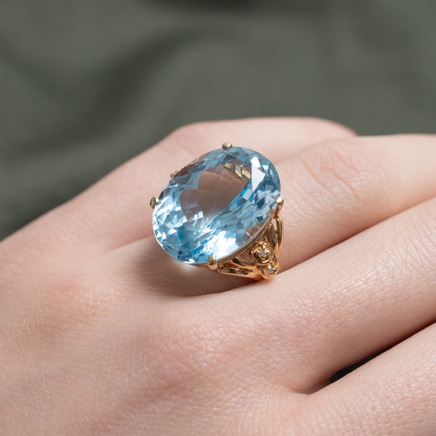 Blue Topaz & Diamond Cocktail Ring | 21.07ct, 0.01ctw | SZ 5.25 |