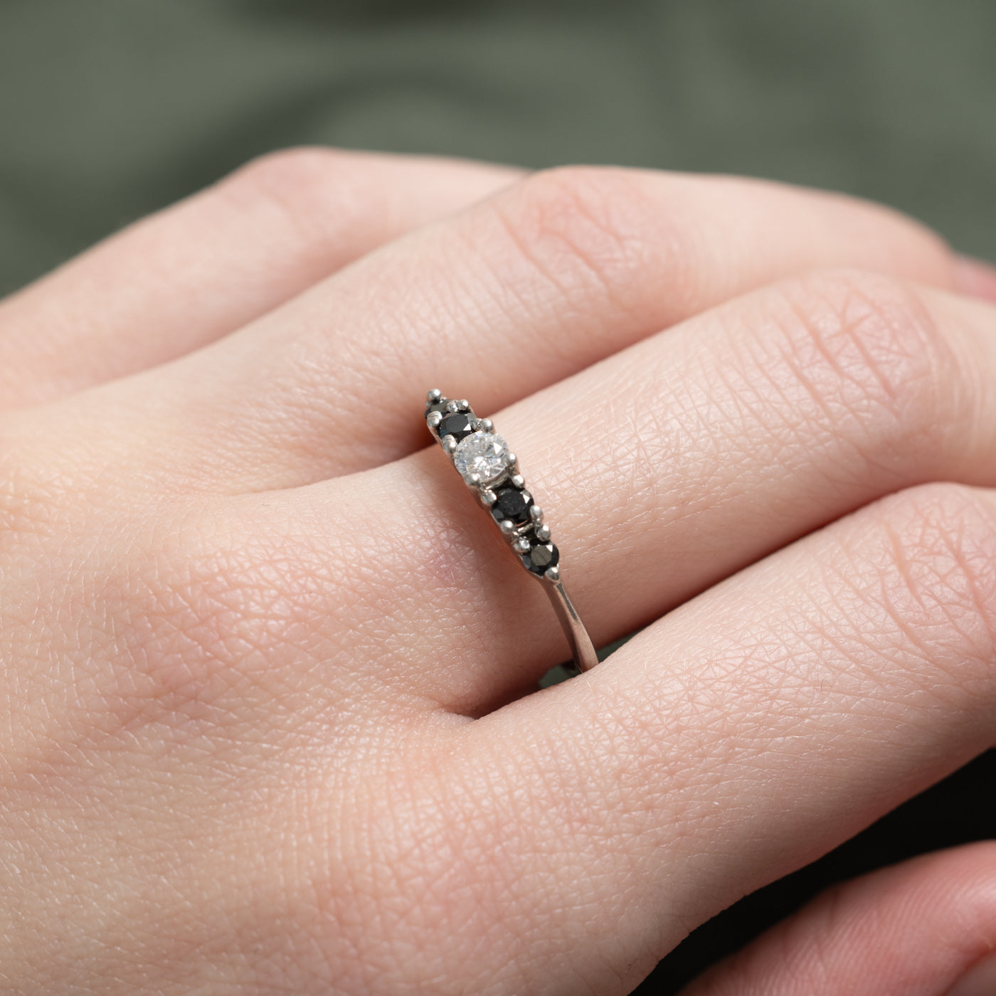 Five Stone White & Black Diamond Ring | 0.36ctw | SZ 7.5 |