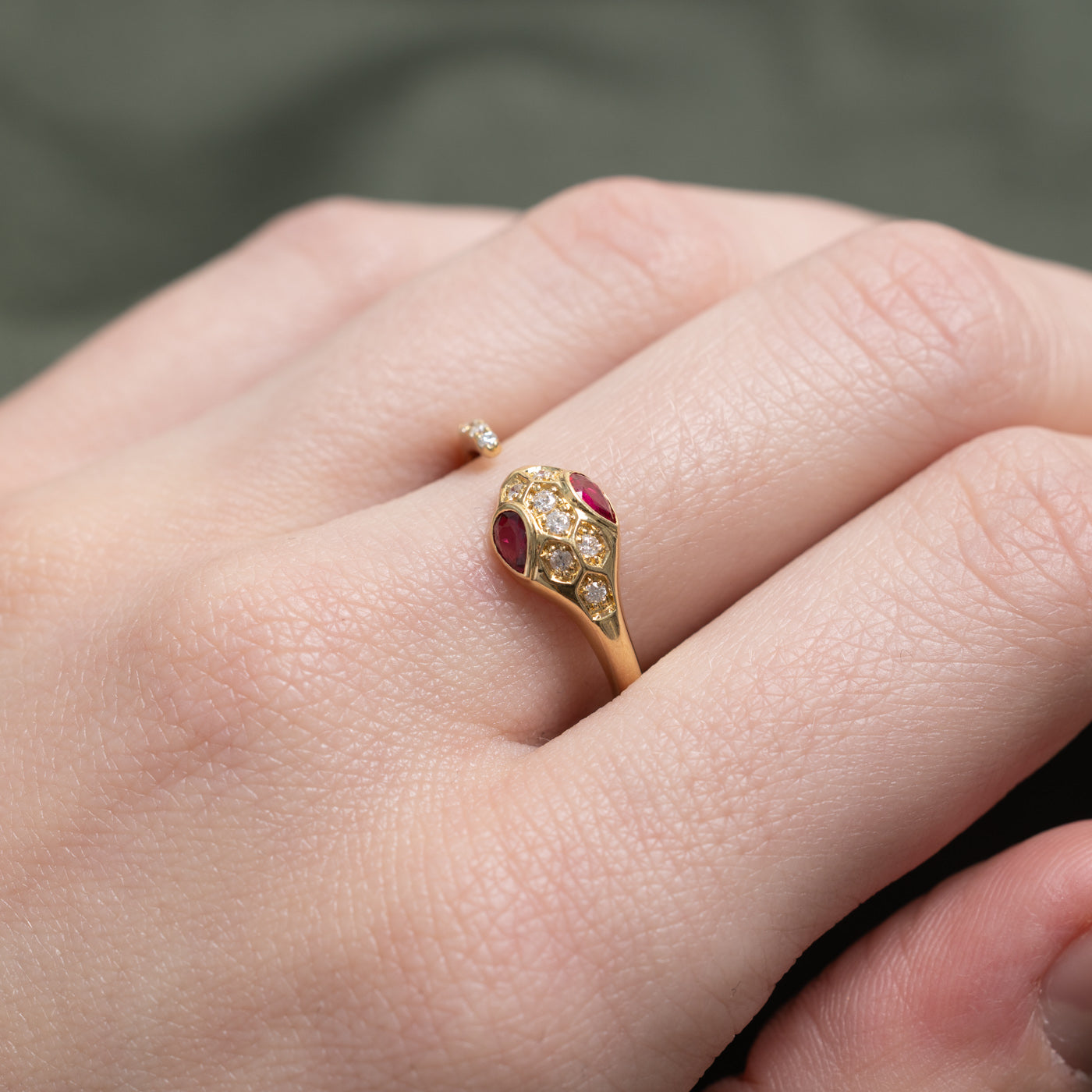 Ruby & Diamond Snake Ring | 0.36ctw, 0.1ctw | SZ 7.0 |