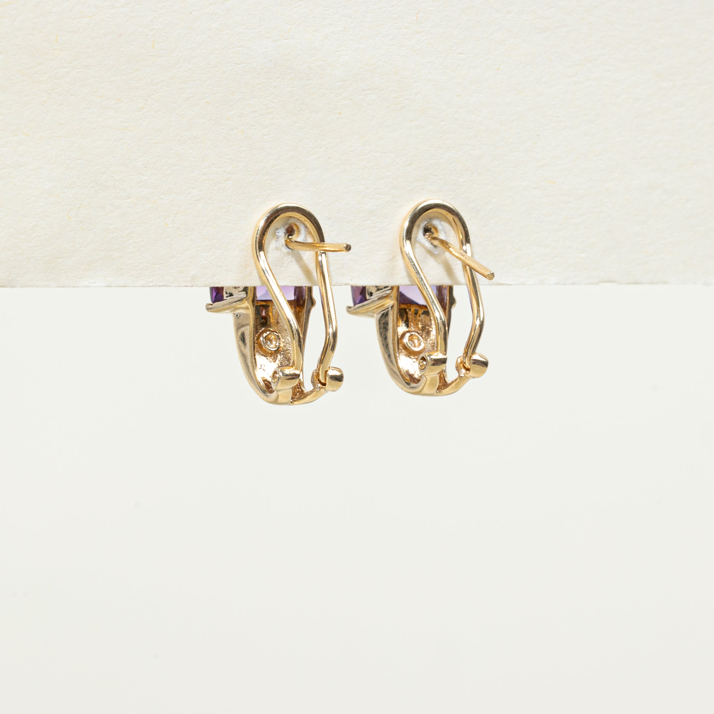 Tension Set Amethyst & Diamond Earrings | 4.50ctw, 0.01ctw