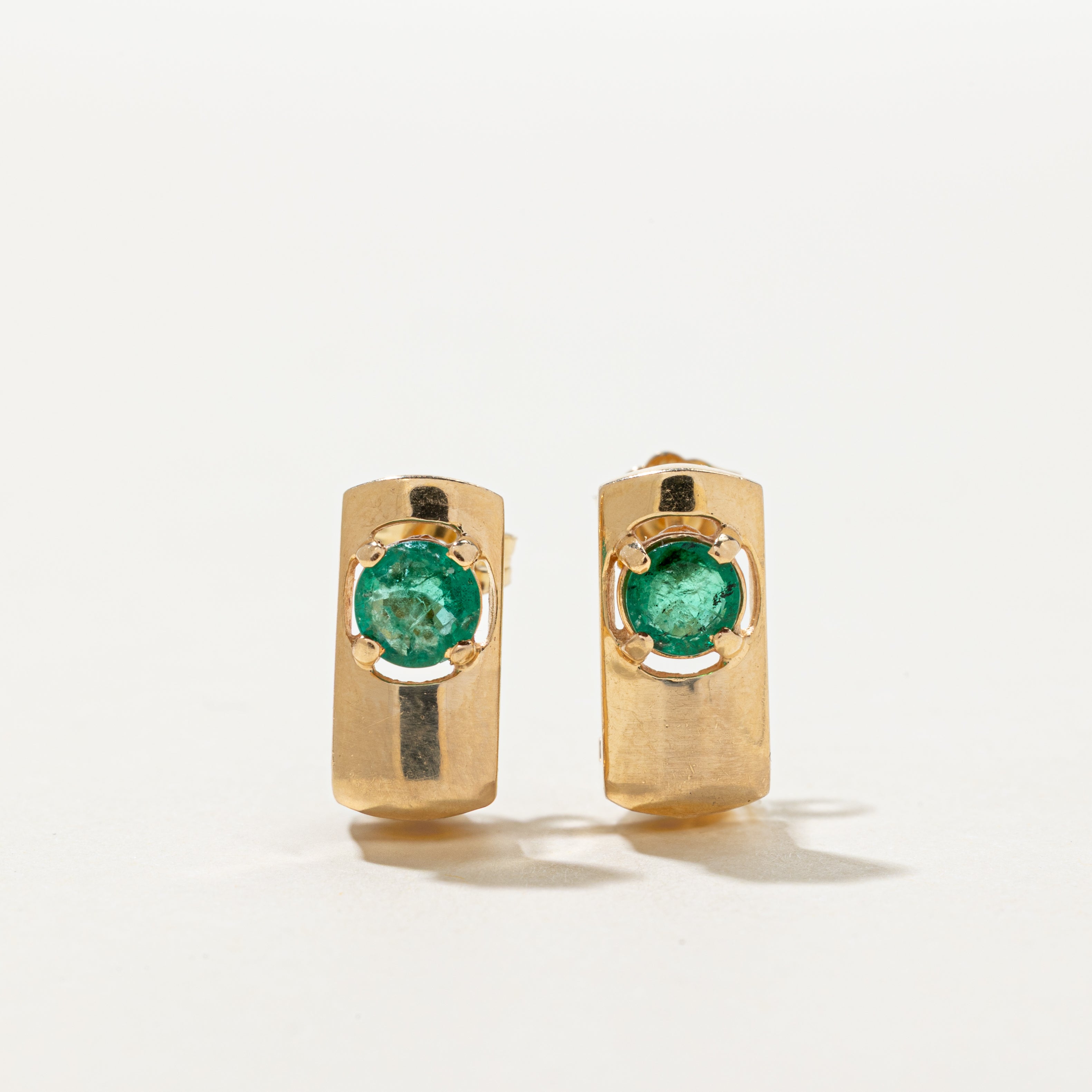 'Ragnar' Emerald Curved Drop Earrings | 0.60ctw