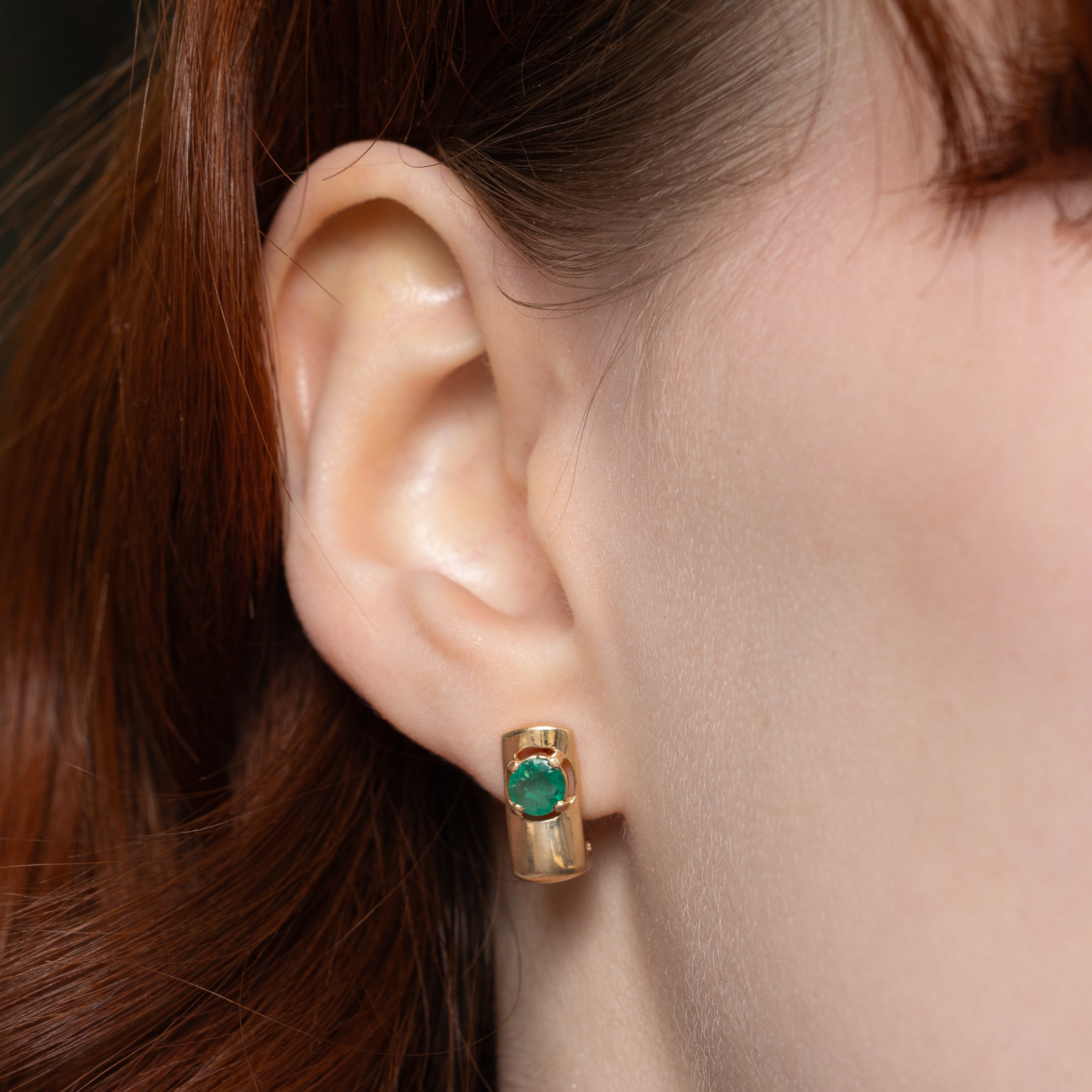 'Ragnar' Emerald Curved Drop Earrings | 0.60ctw