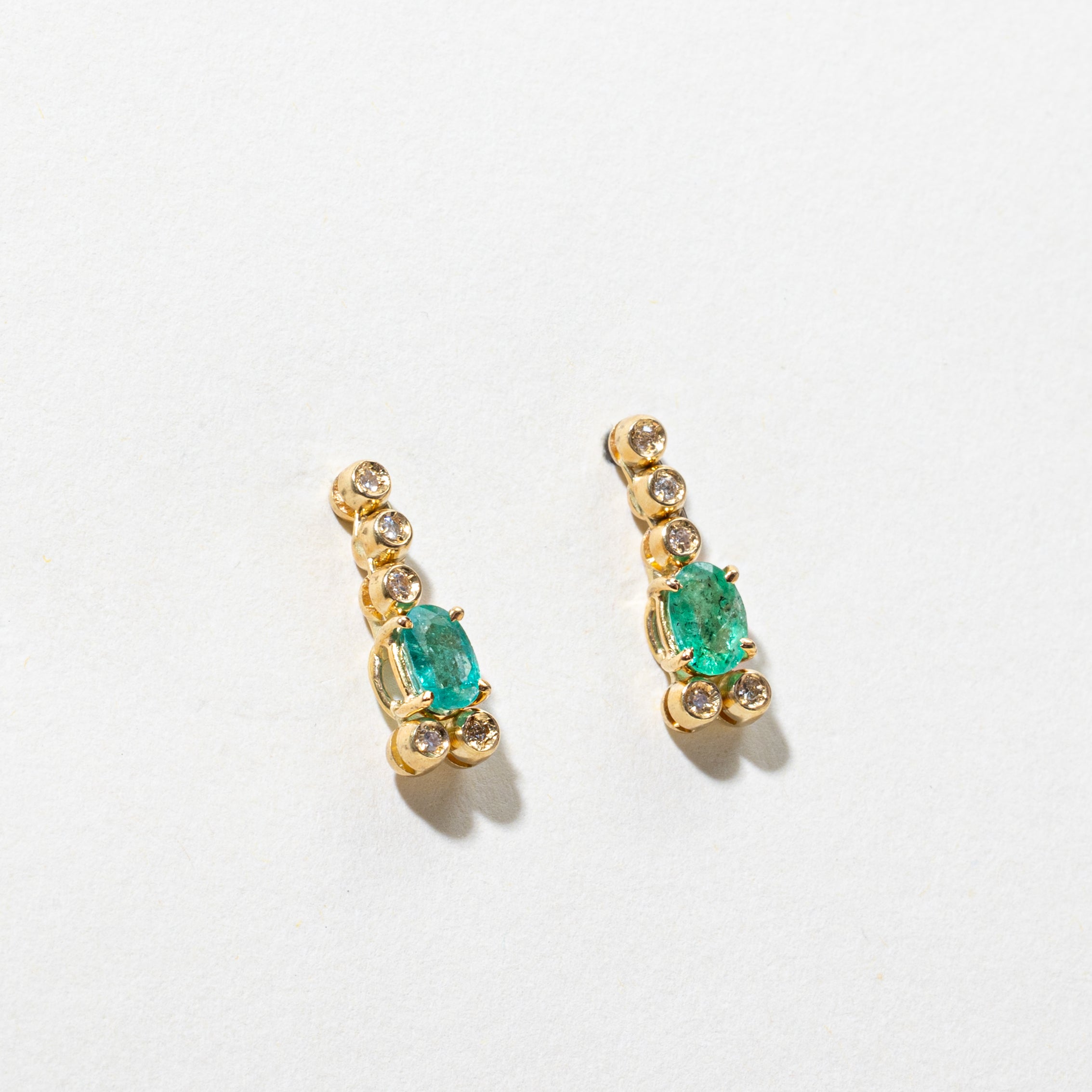Emerald & Diamond Drop Earrings | 0.70ctw, 0.10ctw