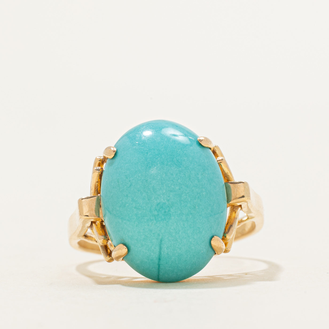 Bague cocktail en turquoise cabochon ovale | 7,00 ct | Taille 8,75
