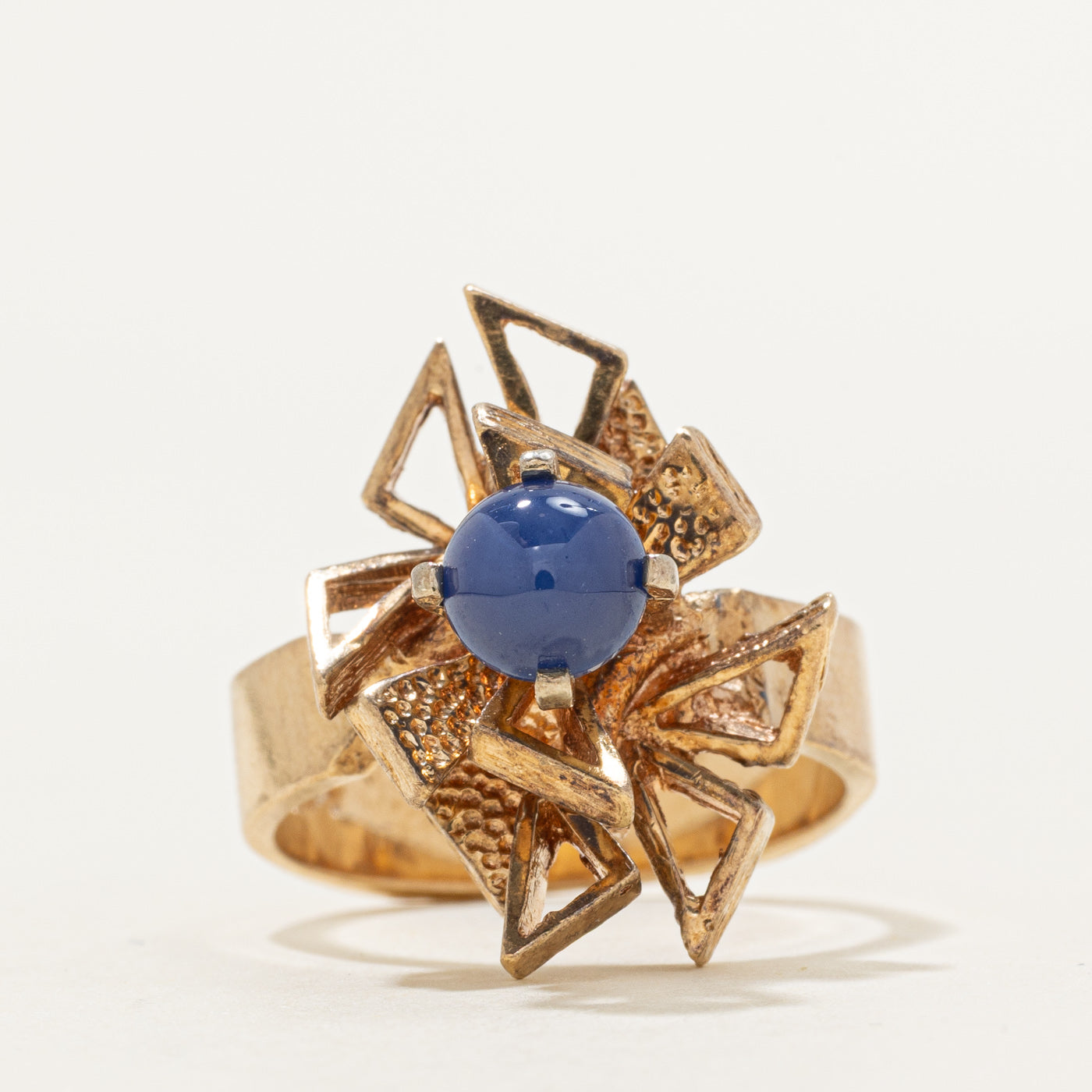 Cabochon Synthetic Sapphire Geometric Cocktail Ring | 1.16ct | SZ 7.25