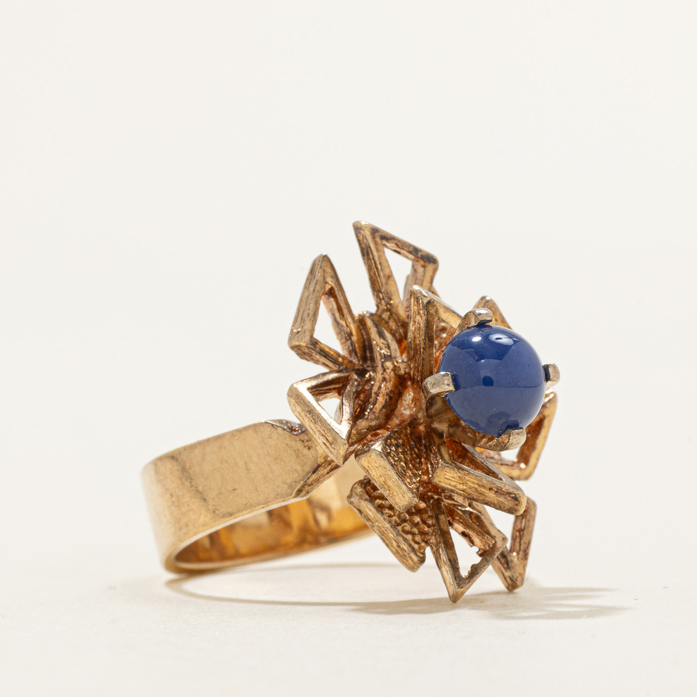 Cabochon Synthetic Sapphire Geometric Cocktail Ring | 1.16ct | SZ 7.25