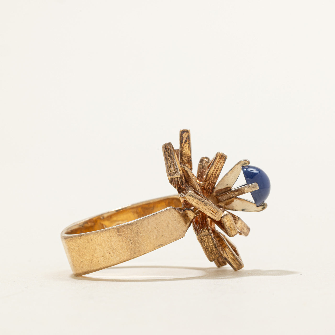 Cabochon Synthetic Sapphire Geometric Cocktail Ring | 1.16ct | SZ 7.25