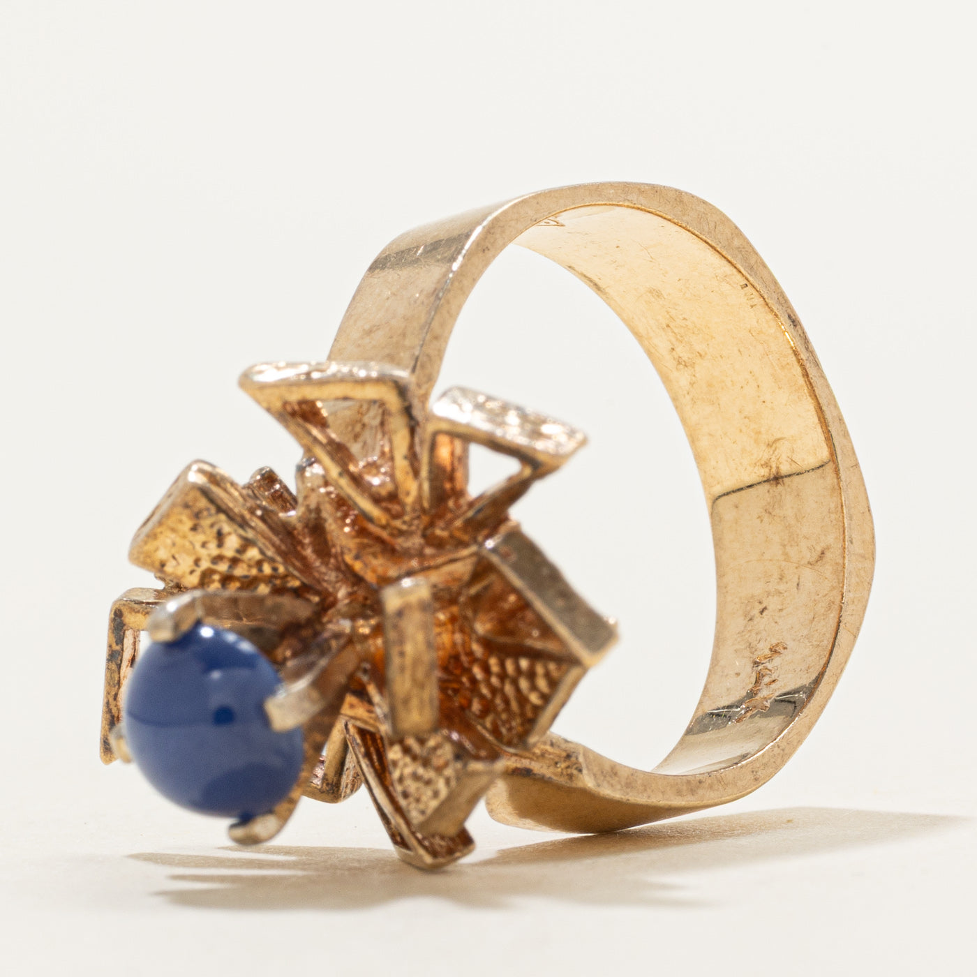 Cabochon Synthetic Sapphire Geometric Cocktail Ring | 1.16ct | SZ 7.25
