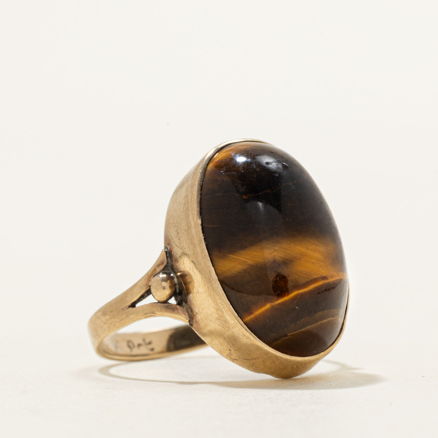 9K Tigers Eye Cocktail Ring | 6.00ct | SZ 4.5