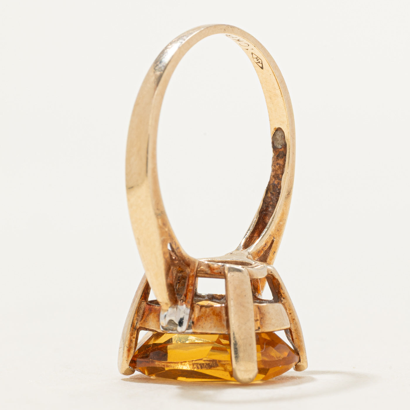 Oval Cut Citrine & Diamond Accented Ring | 6.00ct, 0.02ctw | SZ 7.0