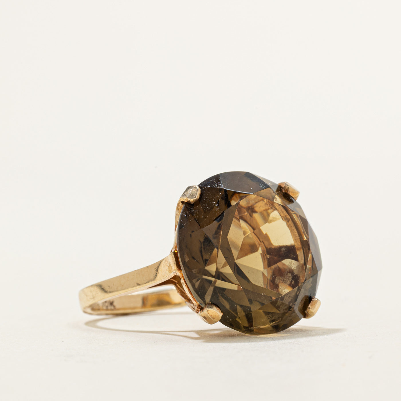 Round Cut Smoky Quartz Cocktail Ring | 20.00ct | SZ 6.75