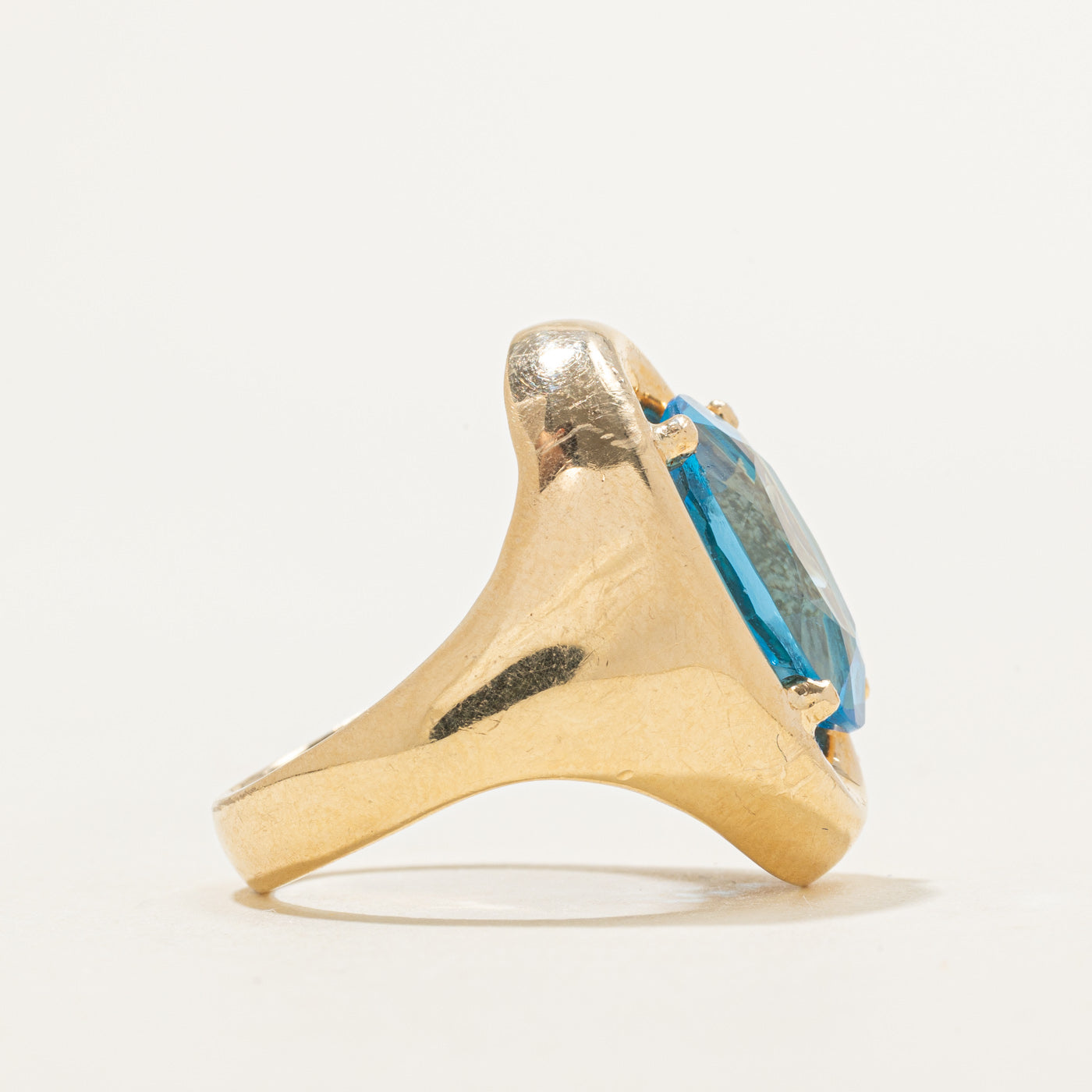 Oval Cut Blue Topaz Chunky Cocktail Ring | 7.60ct | SZ 5.75