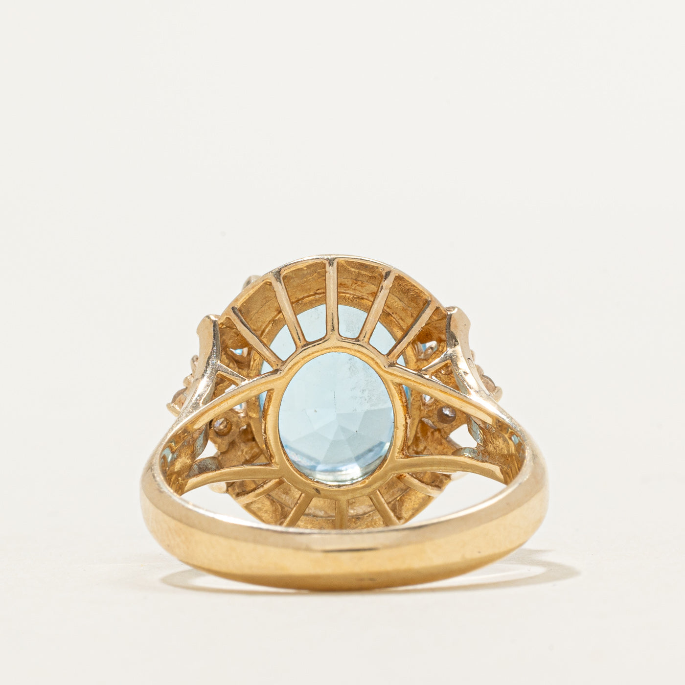 Blue Topaz & Diamond Accented Cocktail Ring | 5.50ct, 0.12ctw | SZ 7.25