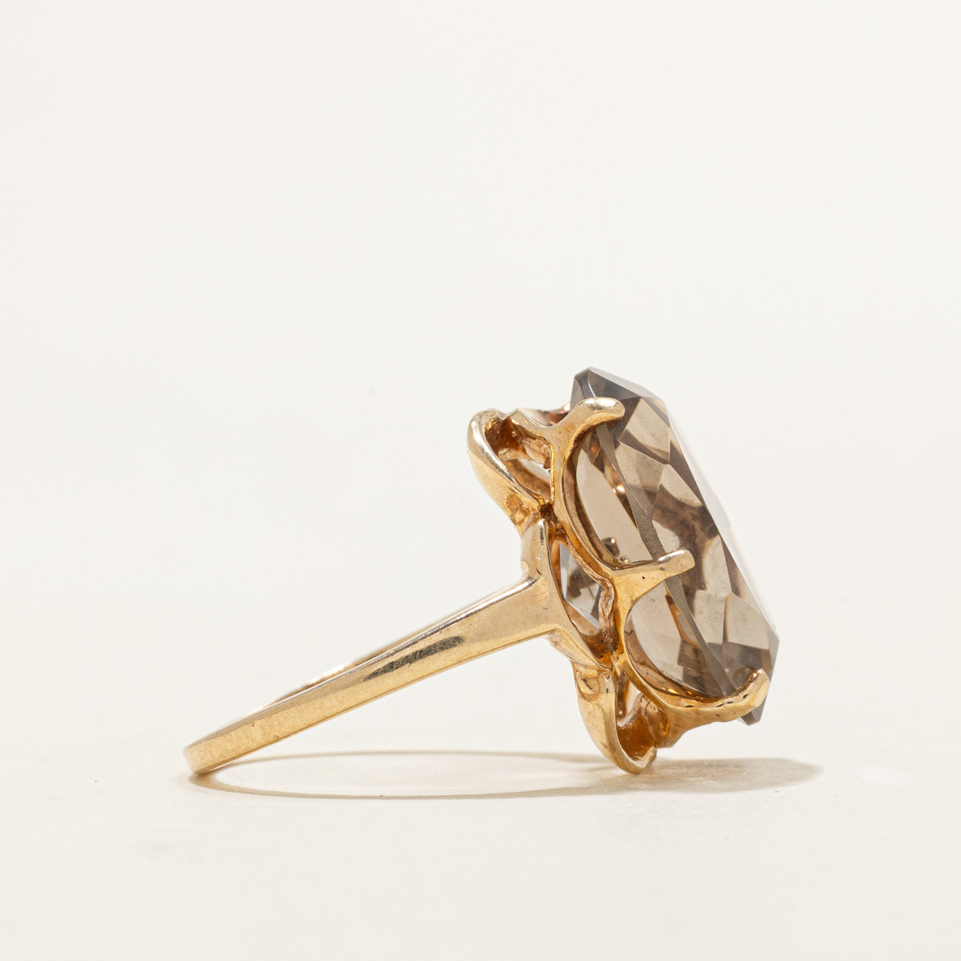 Bague cocktail en quartz fumé taille ovale | 12,00 ct | Taille 7,5