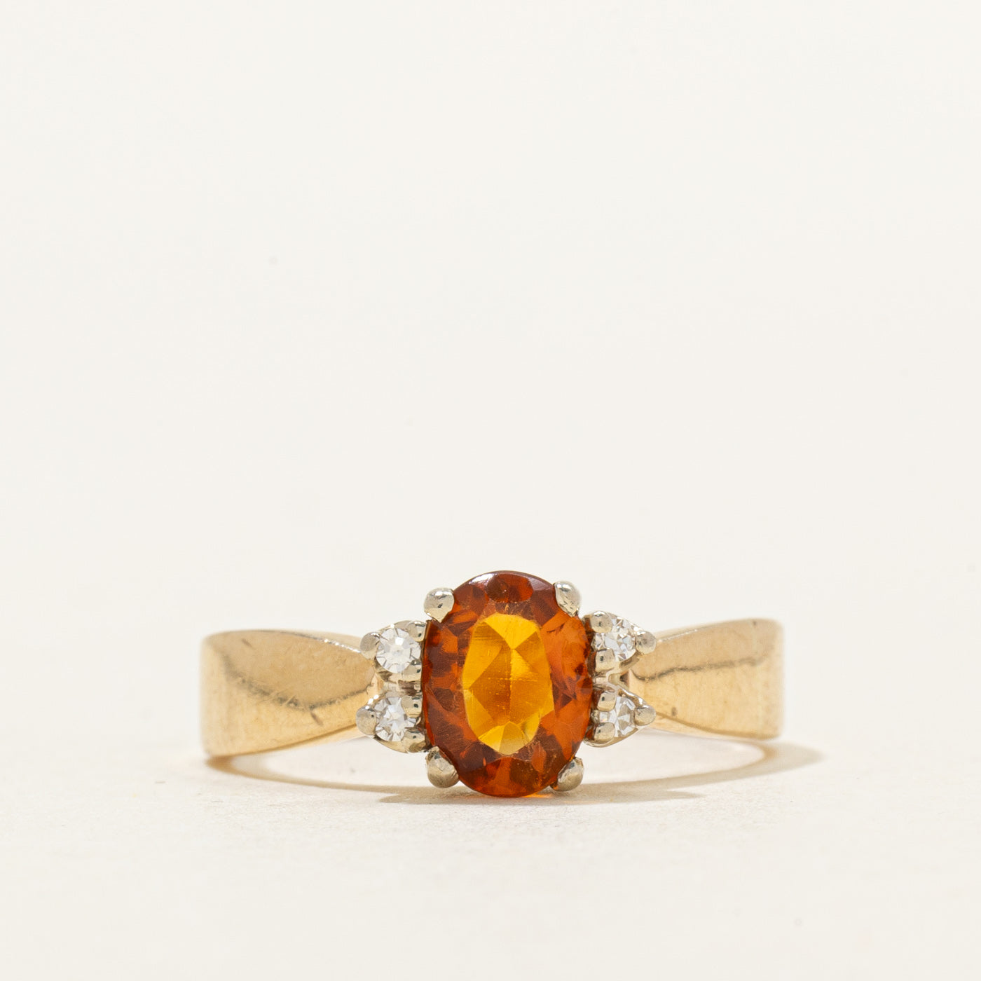 'Birks' Oval Cut Citrine & Diamond Petal Ring | 0.60ct, 0.04ctw | SZ 6.25