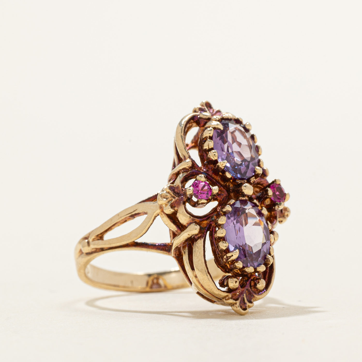 Bague cocktail ornée de saphirs et rubis synthétiques | 1,98 ct | Taille 6,0