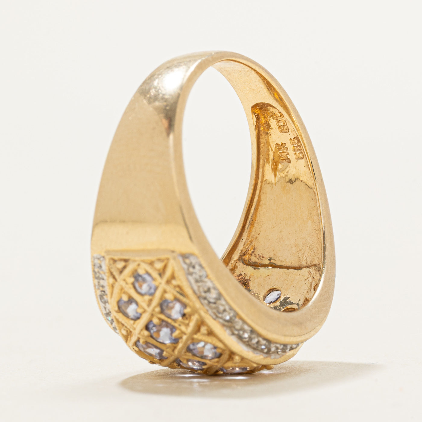 Tanzanite & Diamond Grid Geometric Ring | 0.80ctw, 0.18ctw | SZ 9.25