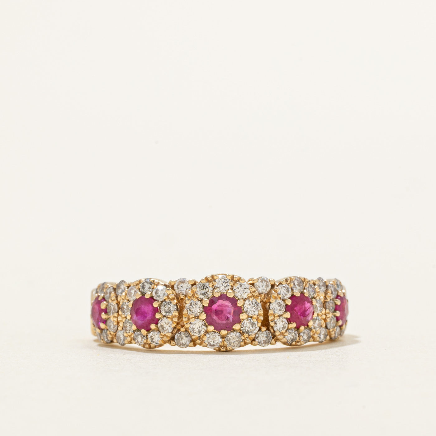Ruby & Diamond Multi Halo Band | 0.42ctw, 0.50ctw | SZ 7.25