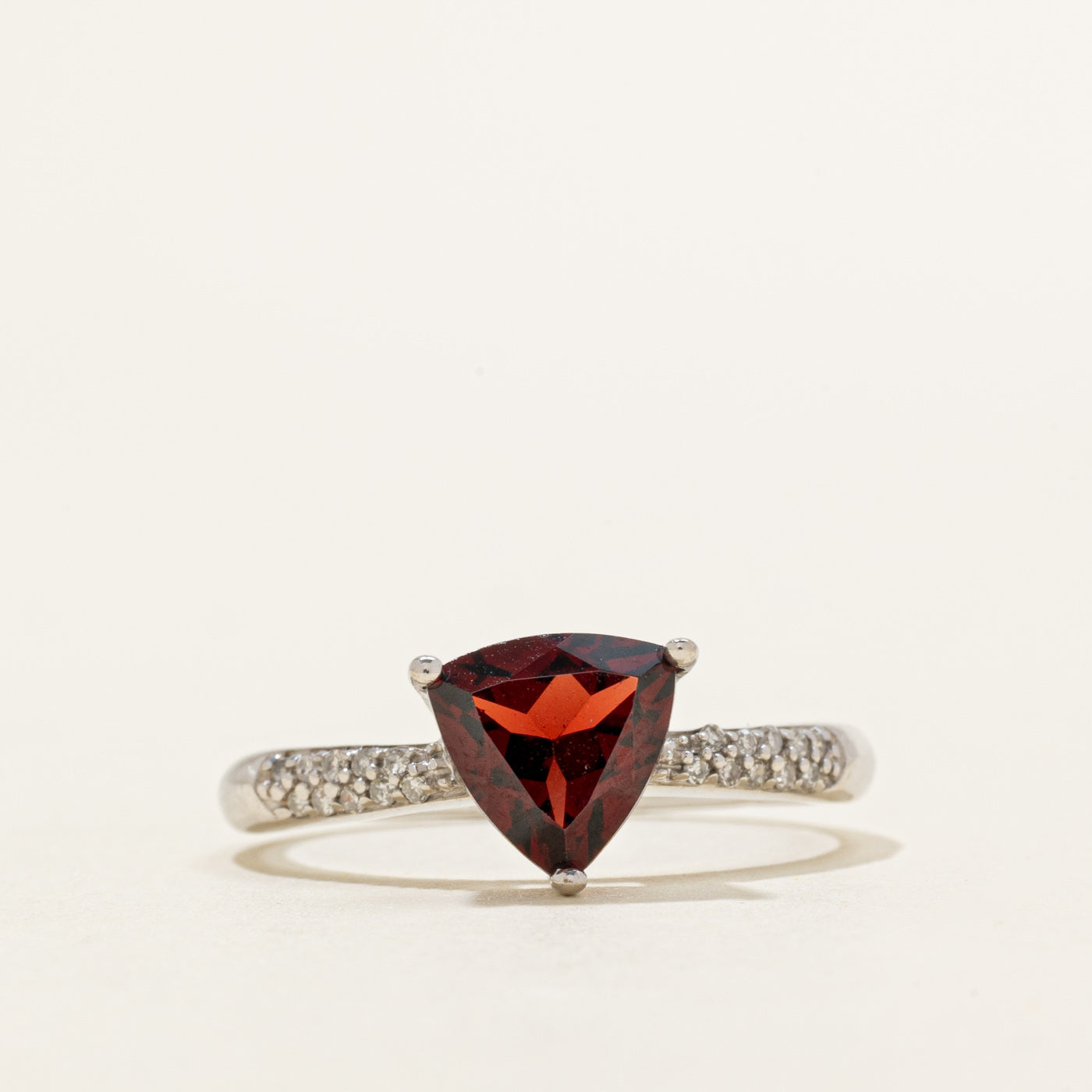 Trillion Cut Garnet & Diamond Ring | 1.90ct, 0.10ctw | SZ 8.0