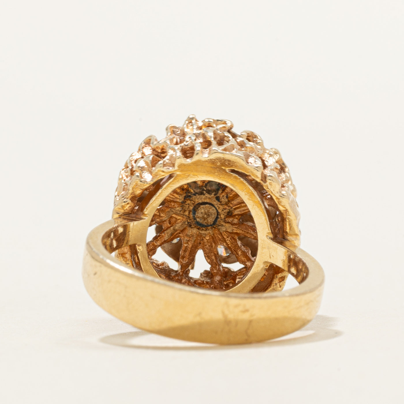 Synthetic Sapphire & Natural Diamond Floral Cocktail Ring | 0.34ct, 0.12ctw | SZ 6.0