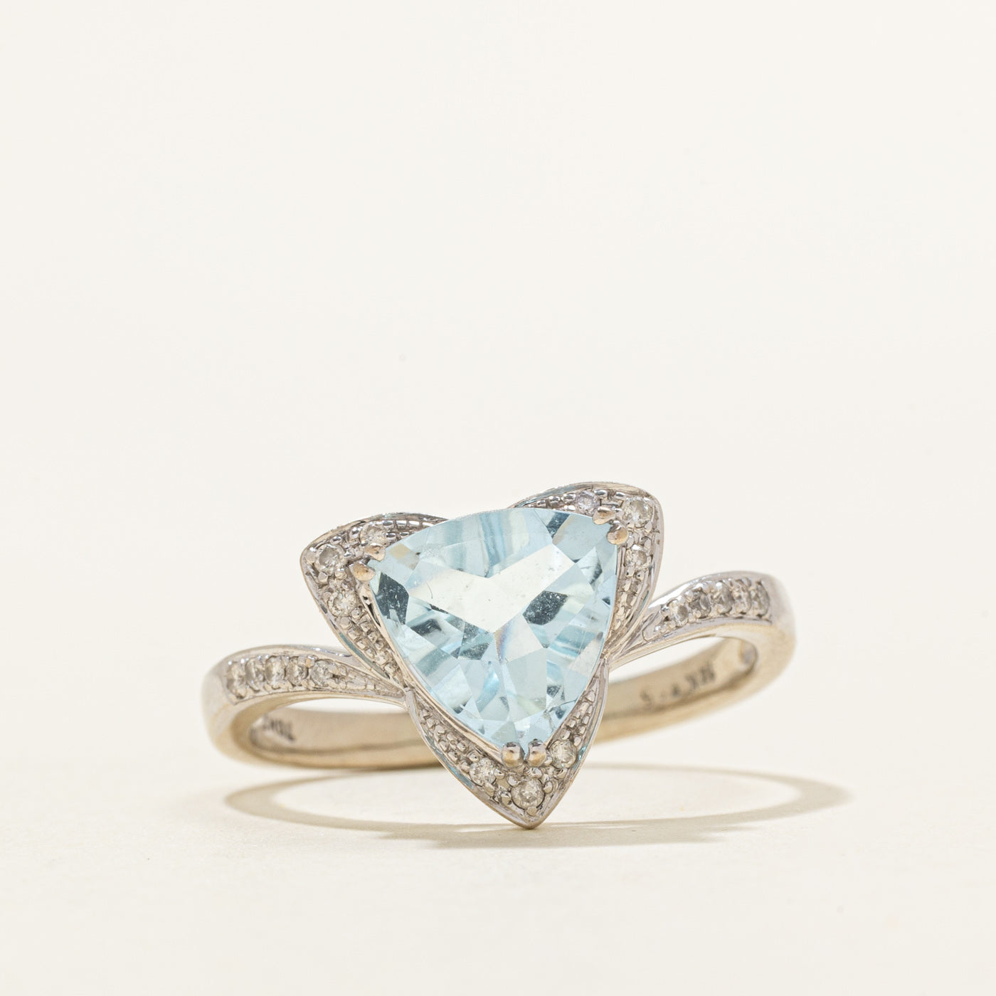 Trillion Cut Aquamarine & Diamond Accented Ring | 1.85ct, 0.12ctw | SZ 9.25