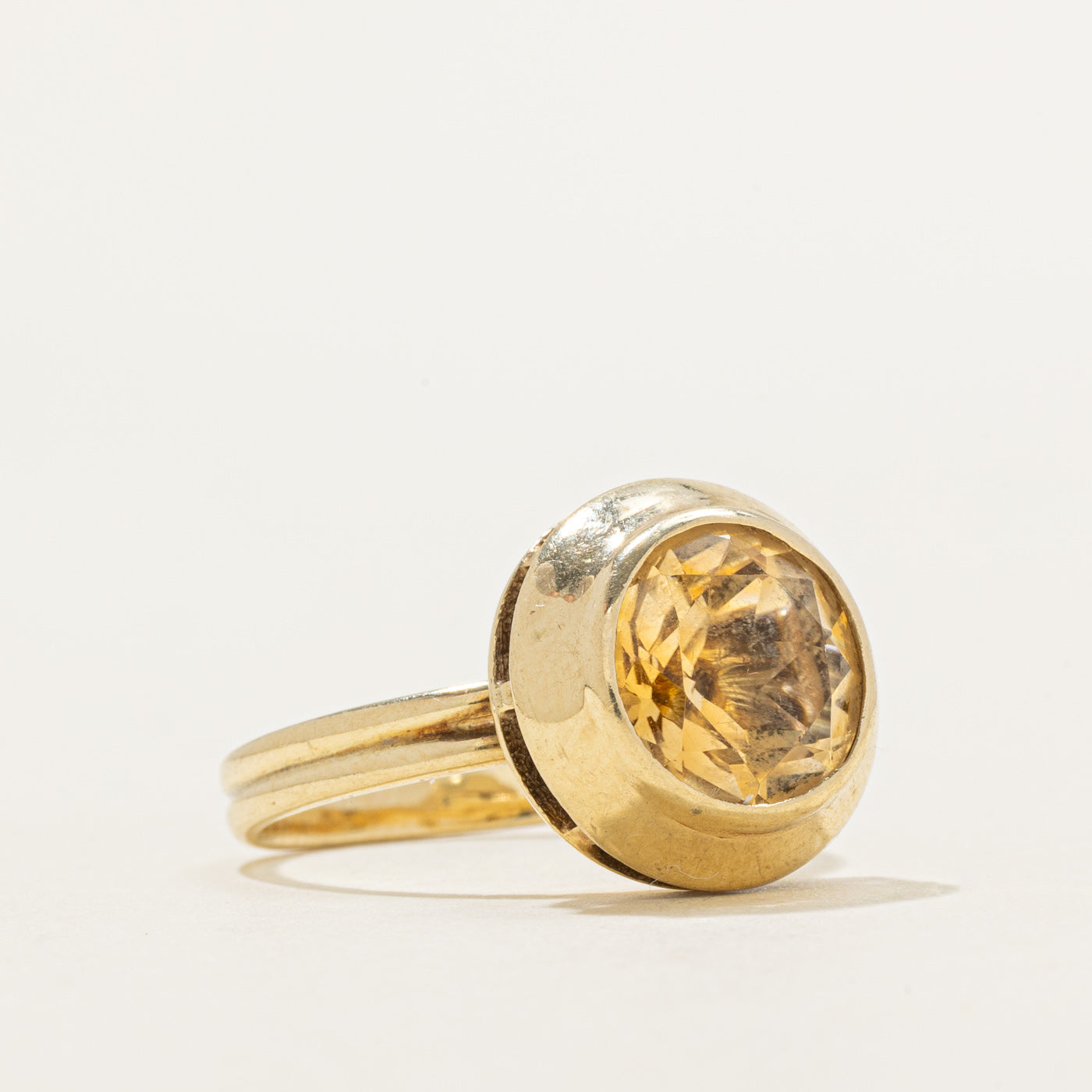 Bezel Set Round Cut Citrine Ring | 2.70ct | SZ 7.25