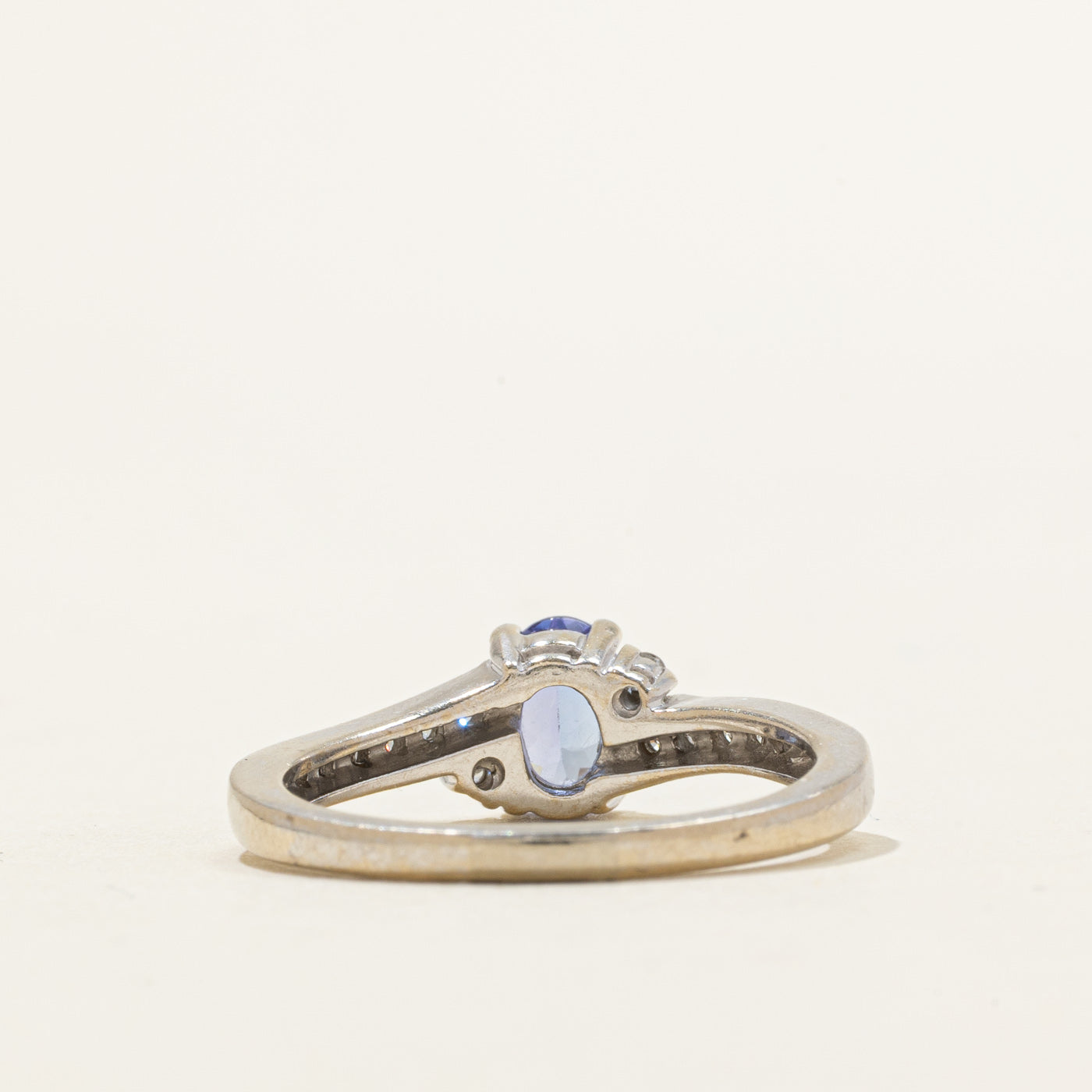 Oval Cut Tanzanite & Diamond Bypass Ring | 0.78ct, 0.14ctw | SZ 8.25