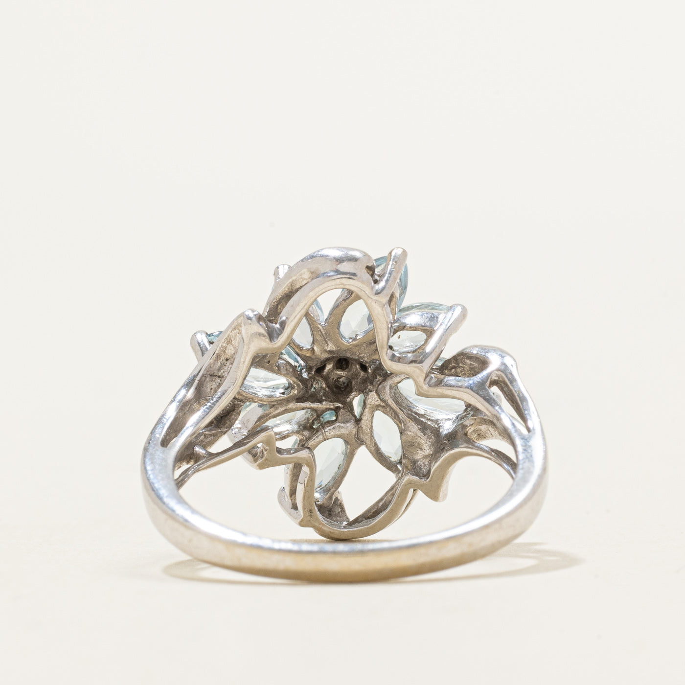 Bague cocktail florale en diamants et taille marquise | 1,00 ct, 0,05 ct | Taille 6
