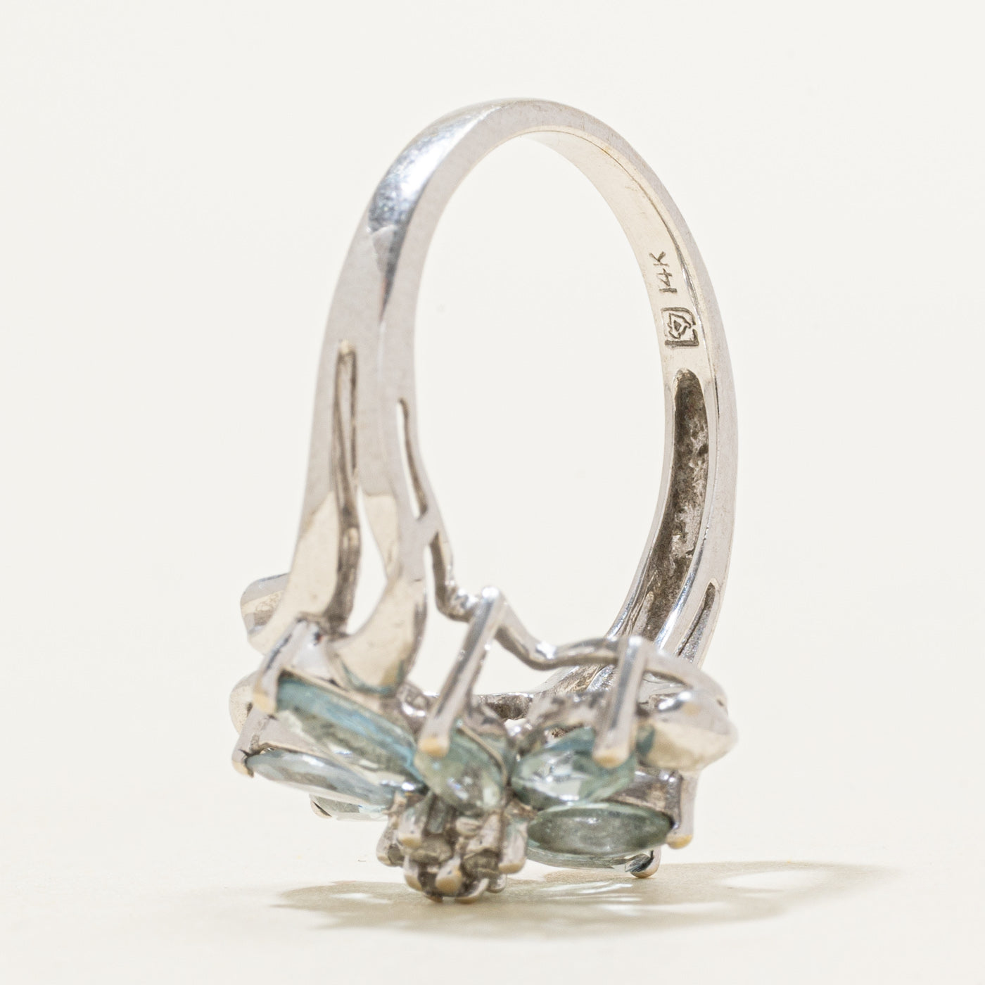 Bague cocktail florale en diamants et taille marquise | 1,00 ct, 0,05 ct | Taille 6