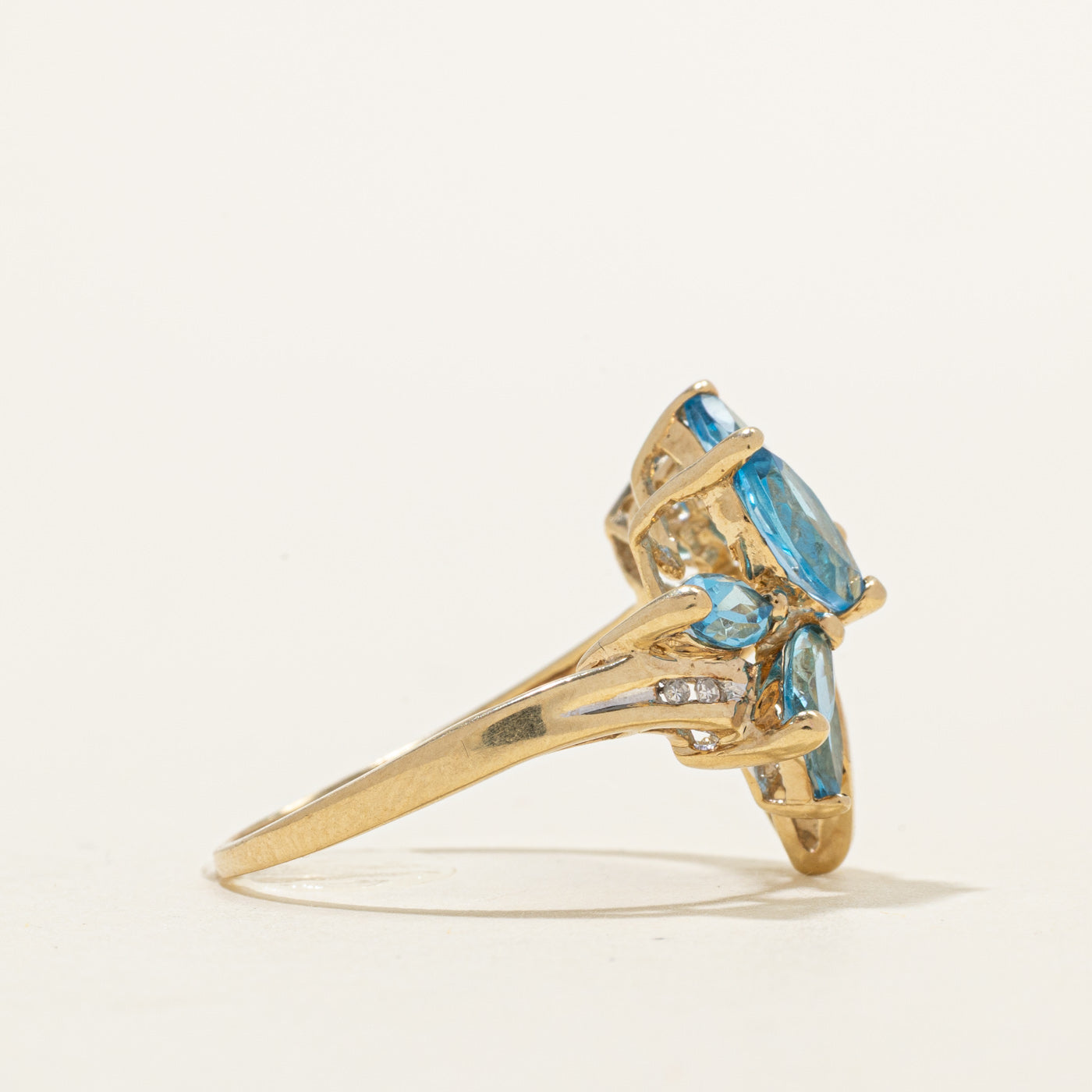 Blue Topaz & Diamond Cocktail Ring | 2.00ctw, 0.05ctw | SZ 8.25