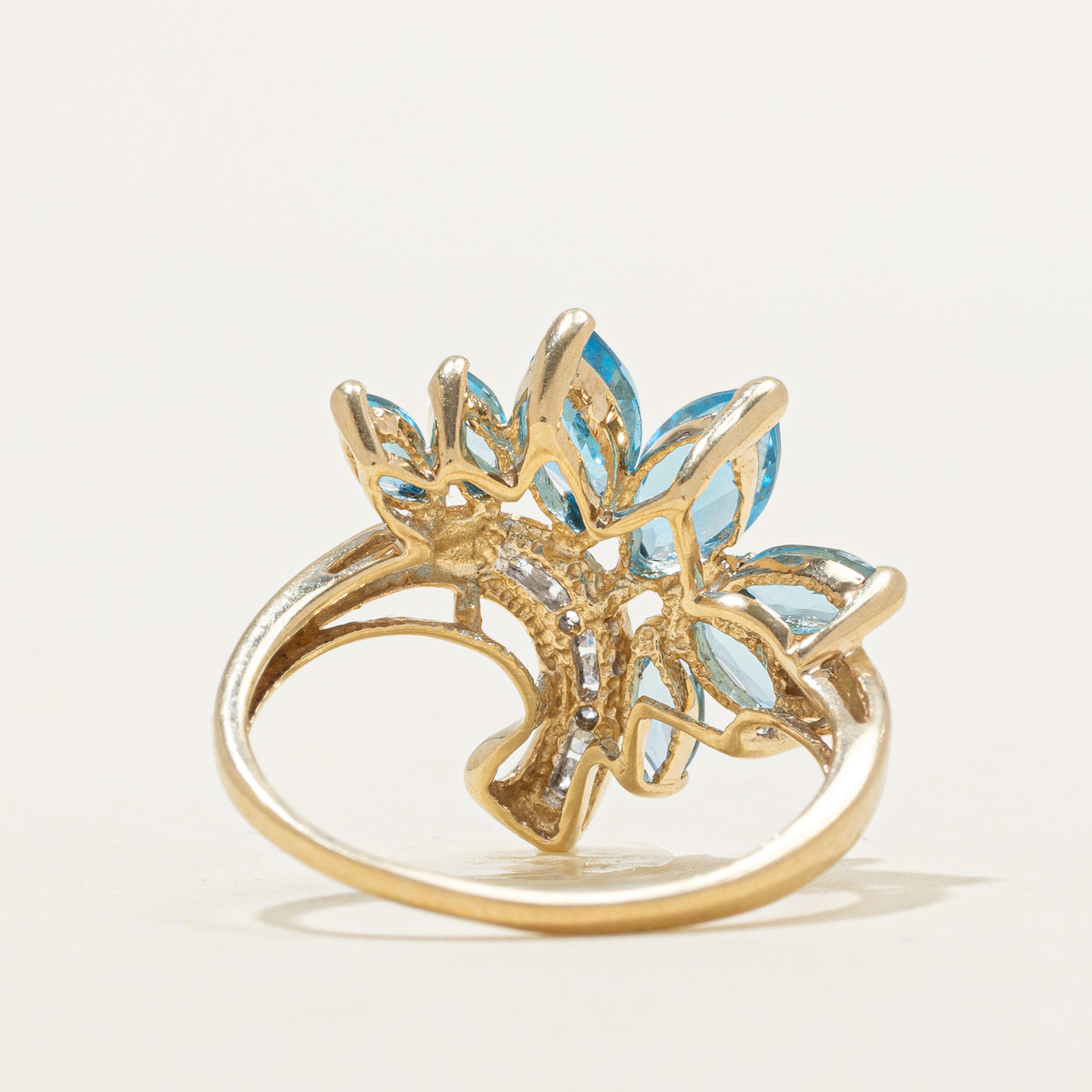 Blue Topaz & Diamond Cocktail Ring | 2.00ctw, 0.05ctw | SZ 8.25