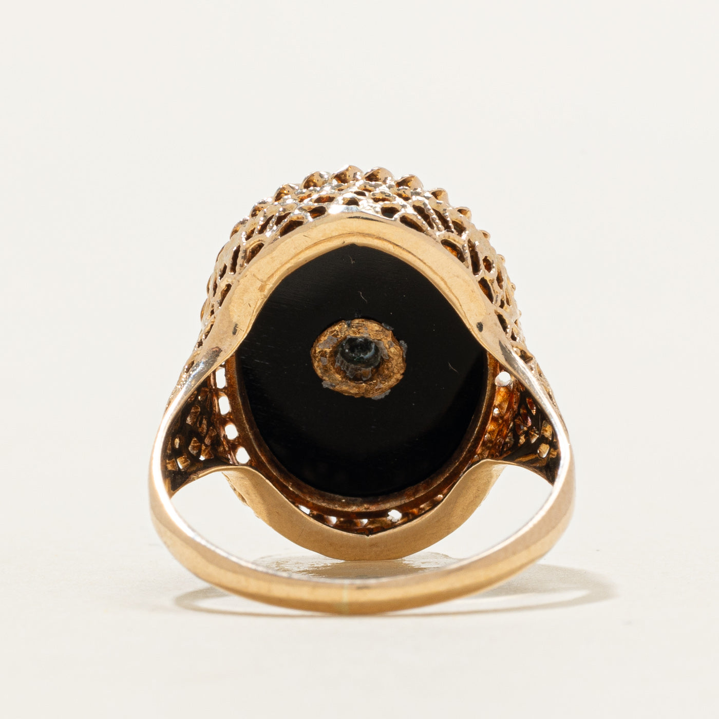 Onyx & Diamond Textured Signet Ring | 3.20ct, 0.18ct | SZ 6.0