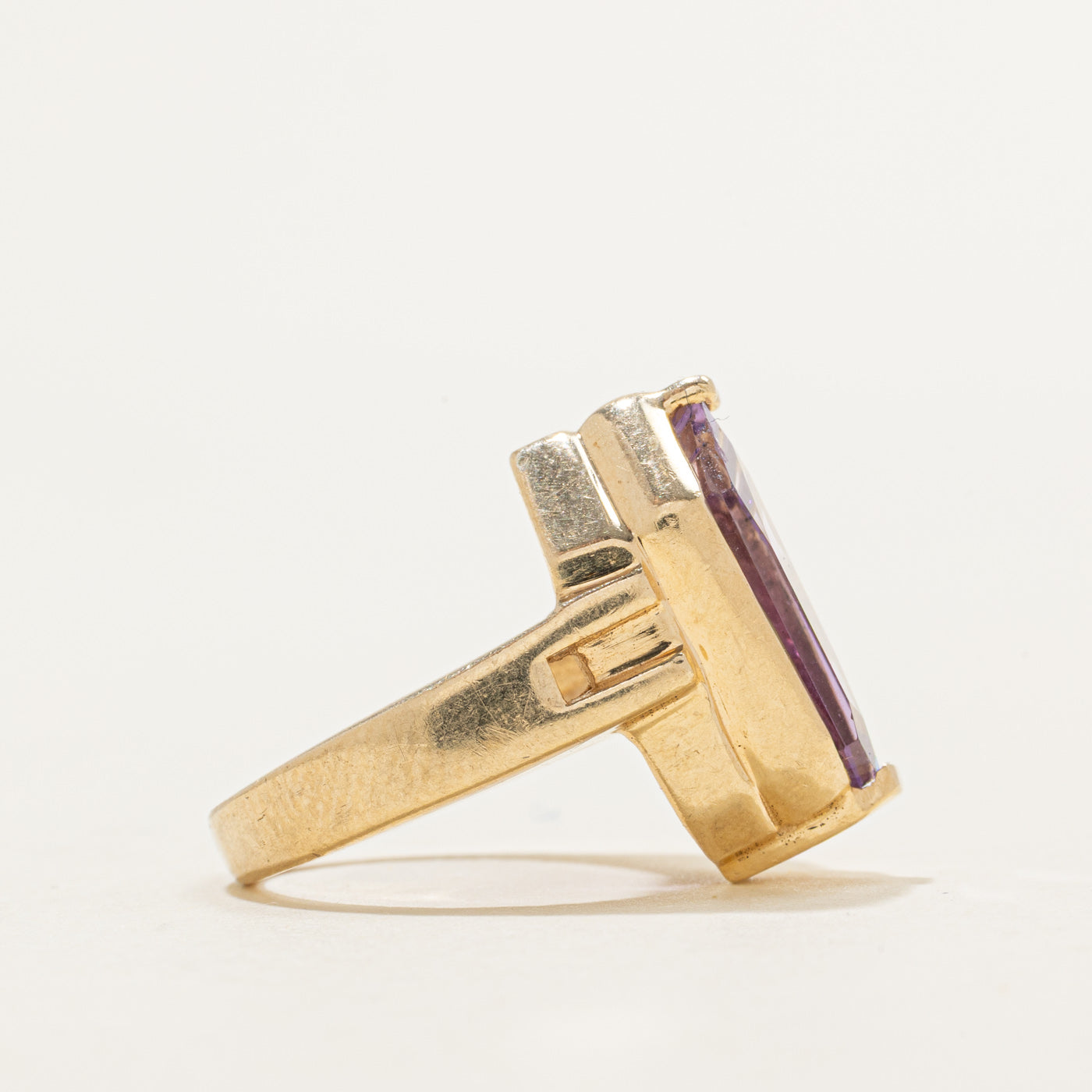 Coffin Cut Amethyst & Diamond Geometric Ring | 7.00ct, 0.03ct | SZ 4.25