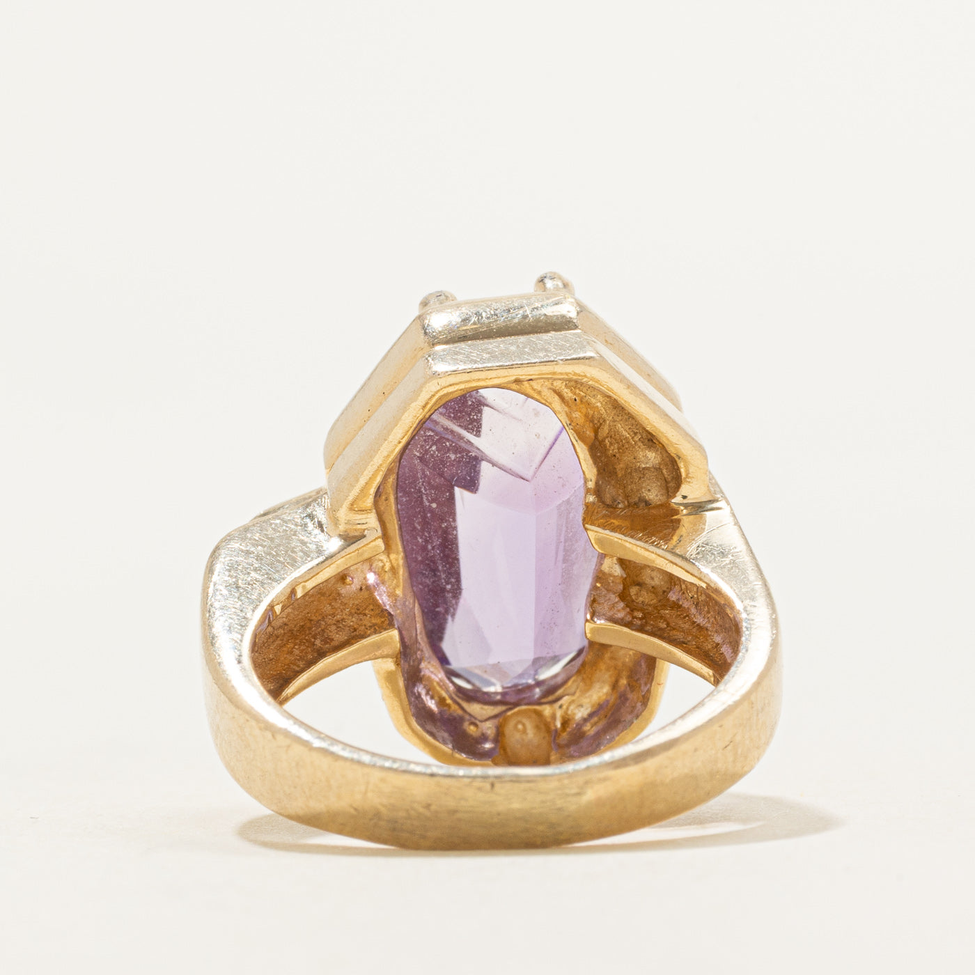 Coffin Cut Amethyst & Diamond Geometric Ring | 7.00ct, 0.03ct | SZ 4.25