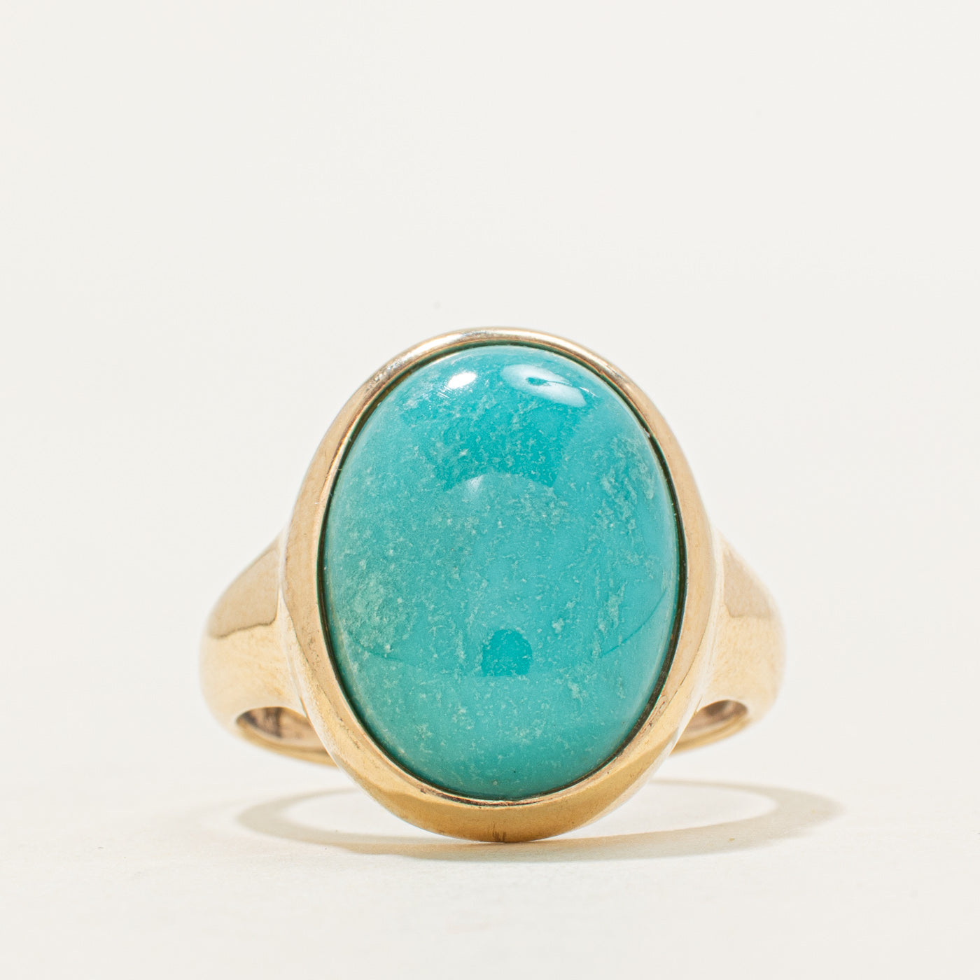 Oval Cabochon Turquoise Chunky Cocktail Ring | 6.70ct | SZ 7.5