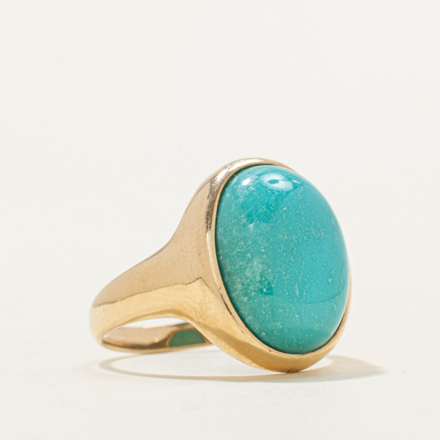 Oval Cabochon Turquoise Chunky Cocktail Ring | 6.70ct | SZ 7.5
