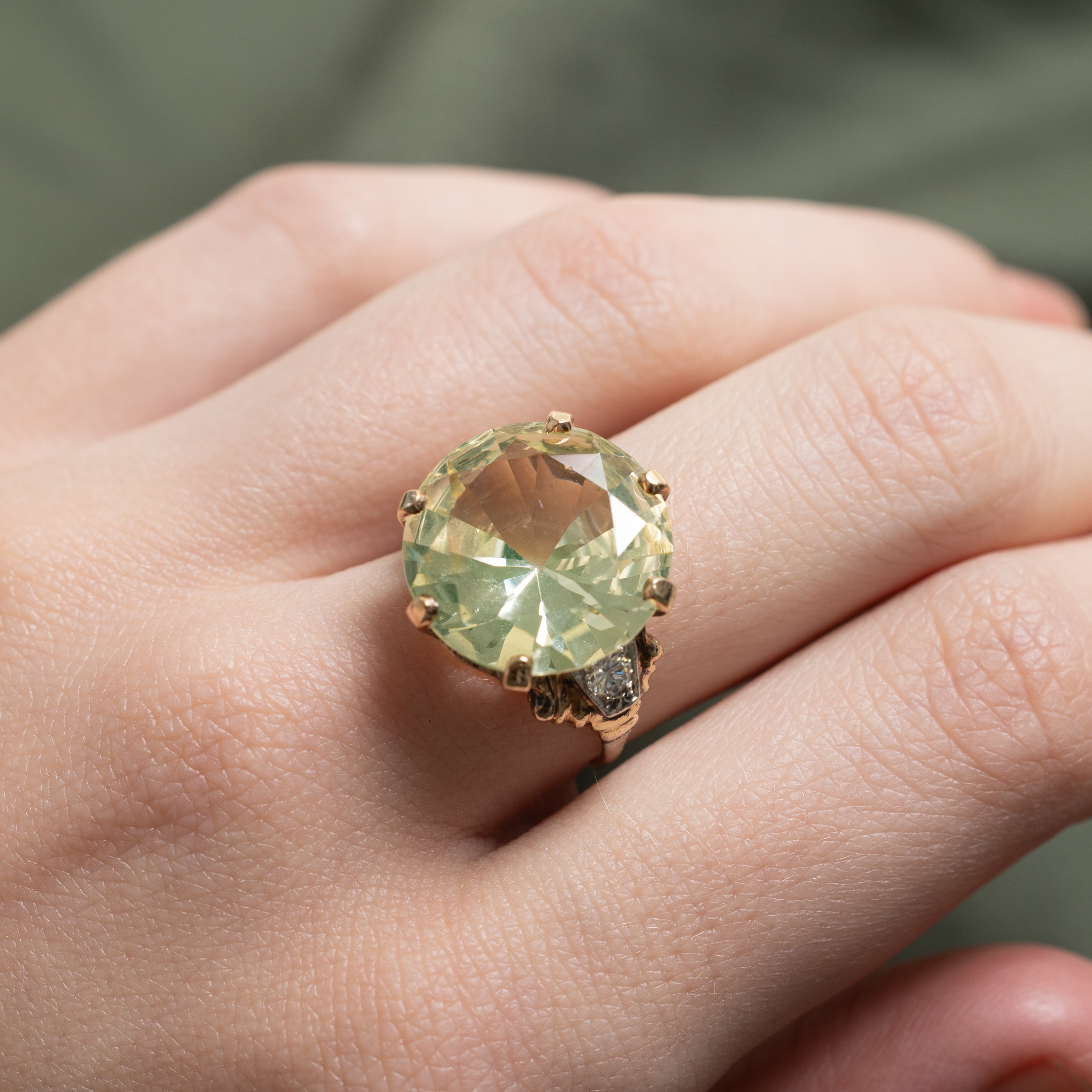 Synthetic Spinel & Diamond Scrollwork Cocktail Ring | 11.75ct, 0.20ctw | SZ 4.75