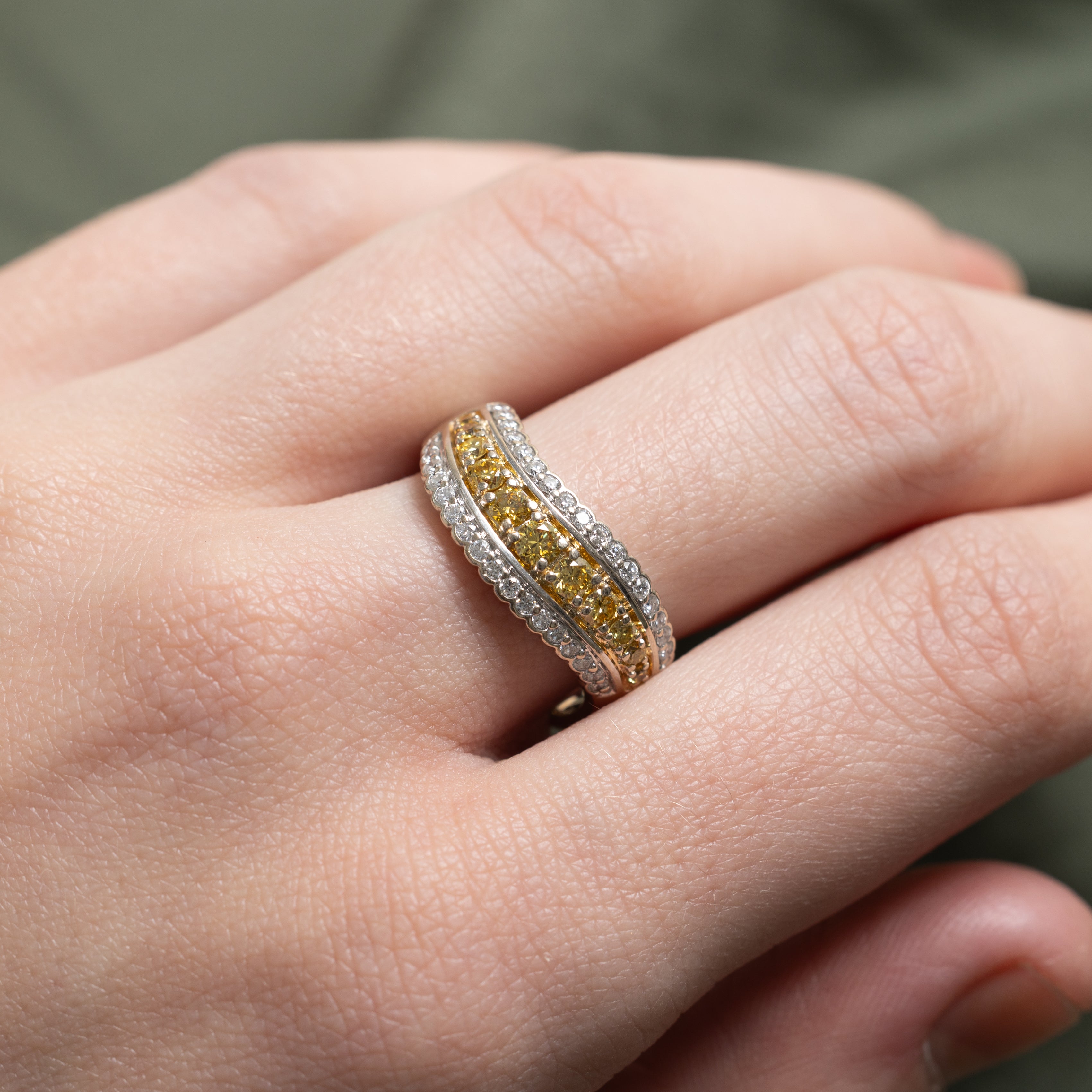 Multi Row Yellow & White Diamond Wave Ring | 0.54ctw | SZ 8