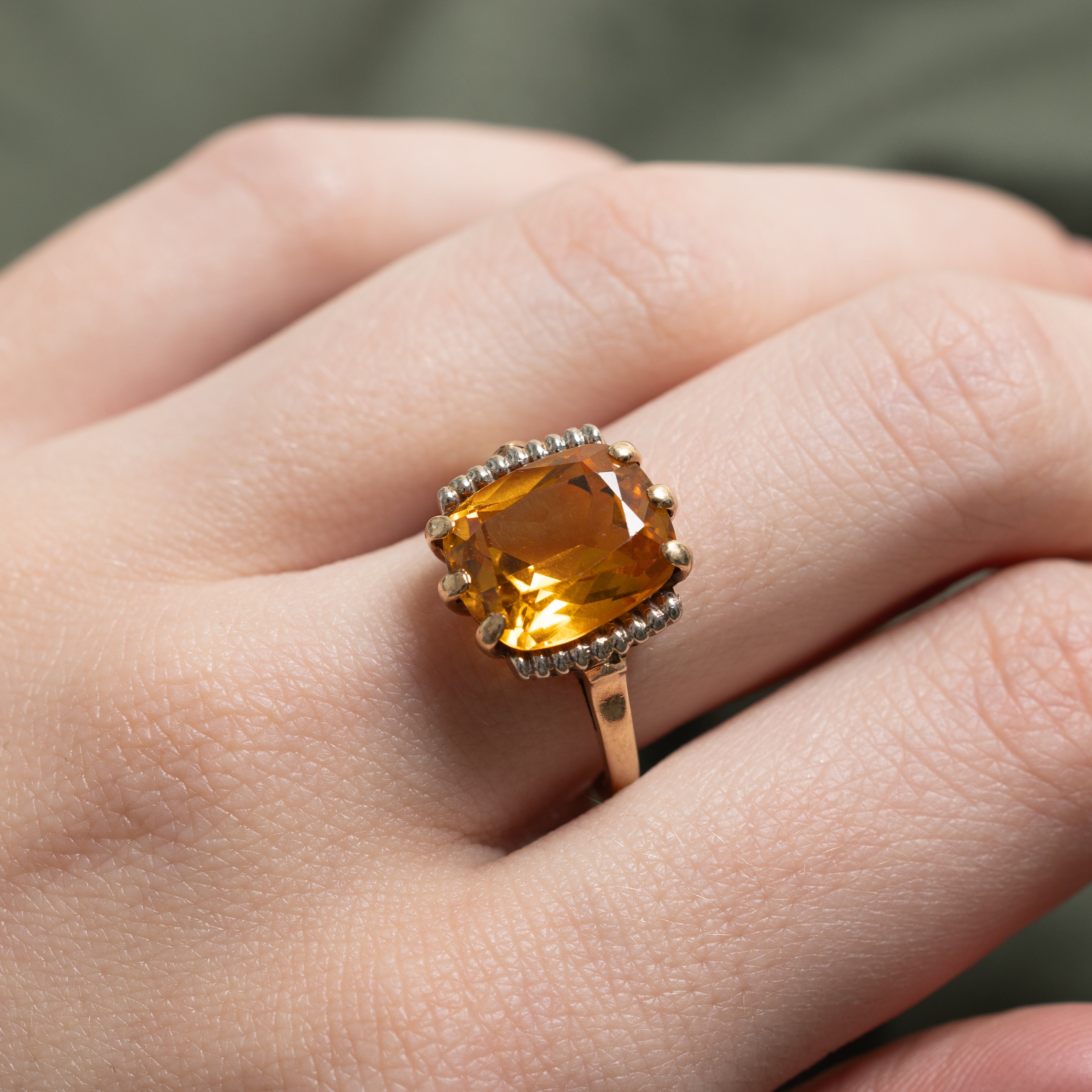 Synthetic Orange Sapphire Cocktail Ring | 5.01ct | SZ 7