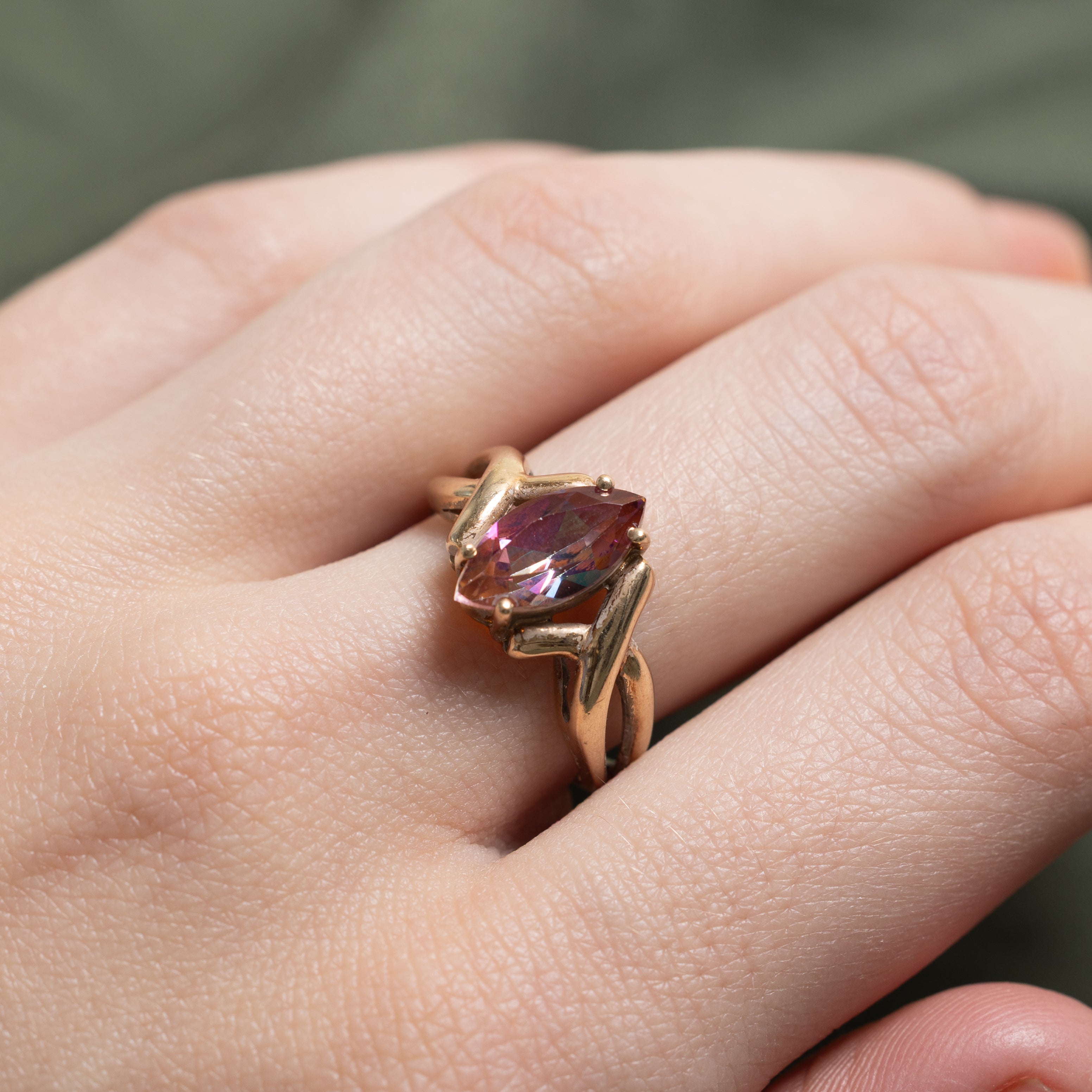 Marquise Cut Mystic Topaz Cross Over Ring | 1.89ct | SZ 7