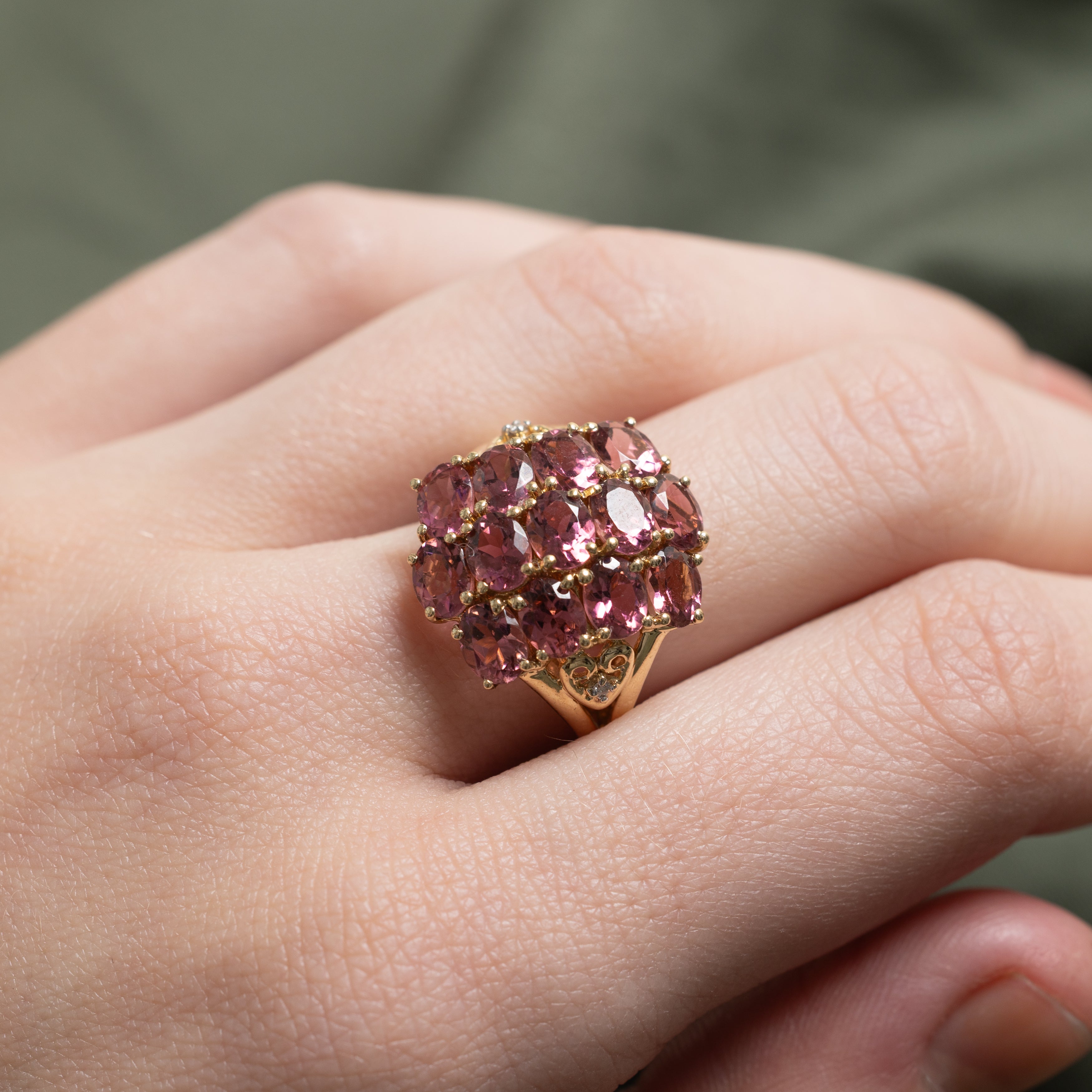 Pink Tourmaline & Diamond Cocktail Ring | 3.90ctw, 0.01ct | SZ 6