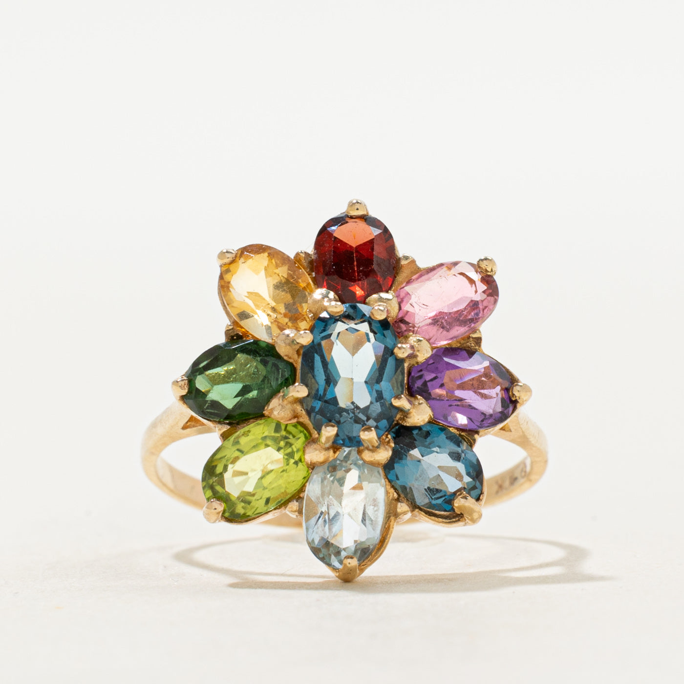Rainbow Flower Cocktail Ring | 4.40ctw | SZ 8.75