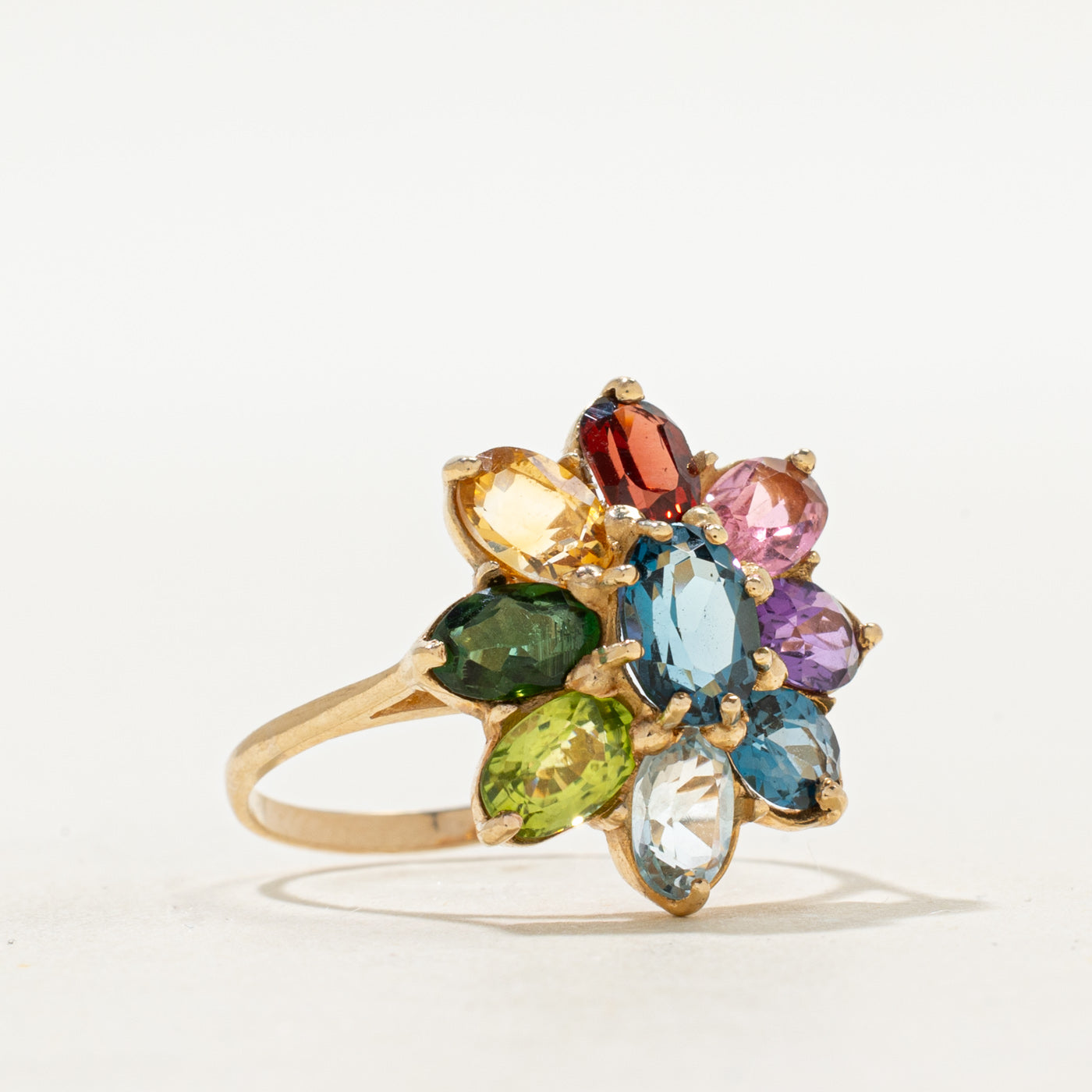 Rainbow Flower Cocktail Ring | 4.40ctw | SZ 8.75