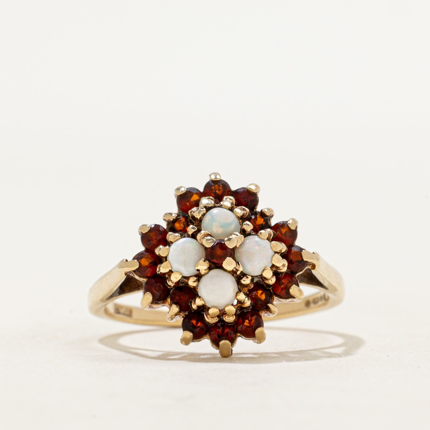 Cabochon Opal & Garnet Cluster Ring | 0.40ctw, 0.62ctw | SZ 7.5