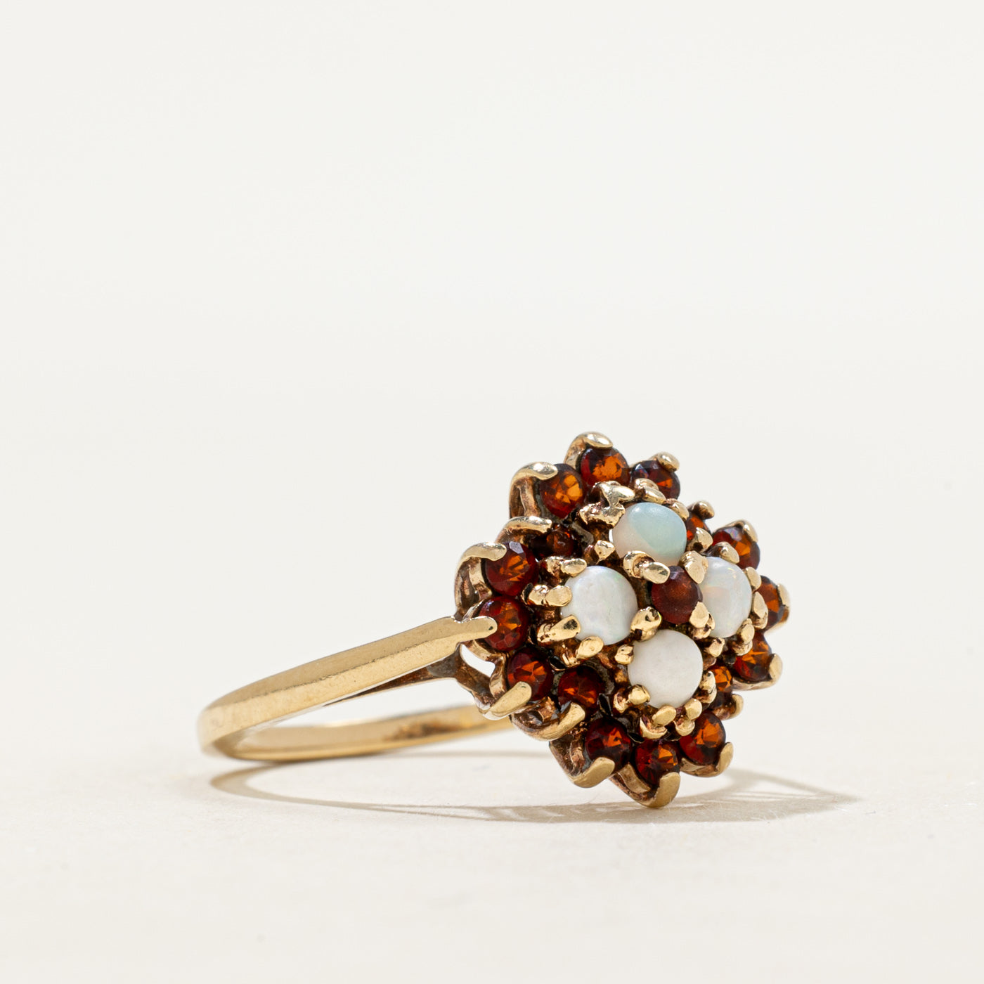 Cabochon Opal & Garnet Cluster Ring | 0.40ctw, 0.62ctw | SZ 7.5