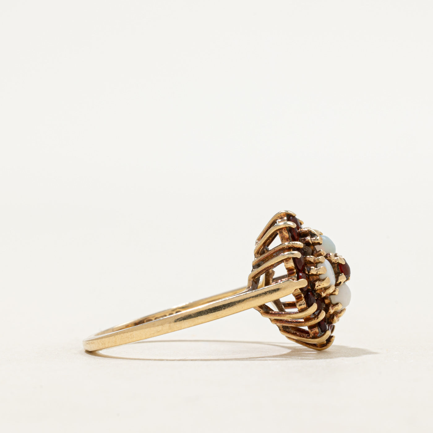 Cabochon Opal & Garnet Cluster Ring | 0.40ctw, 0.62ctw | SZ 7.5